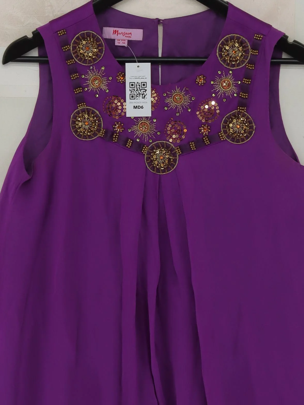 Monsoon Women's Top UK 12 Purple 100% Other Sleeveless Round Neck Tunic - Image 3