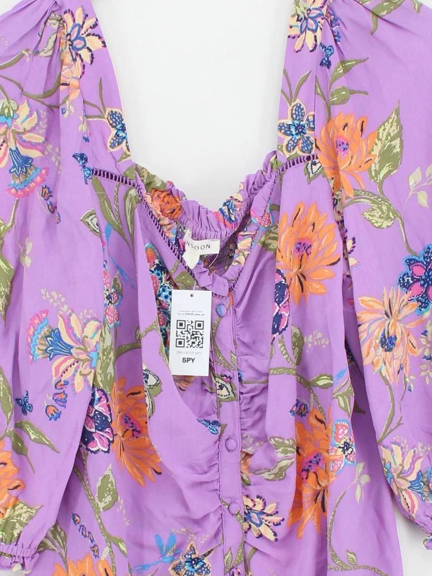 Monsoon Women's Top UK 12 Purple 100% Viscose Basic - Image 3