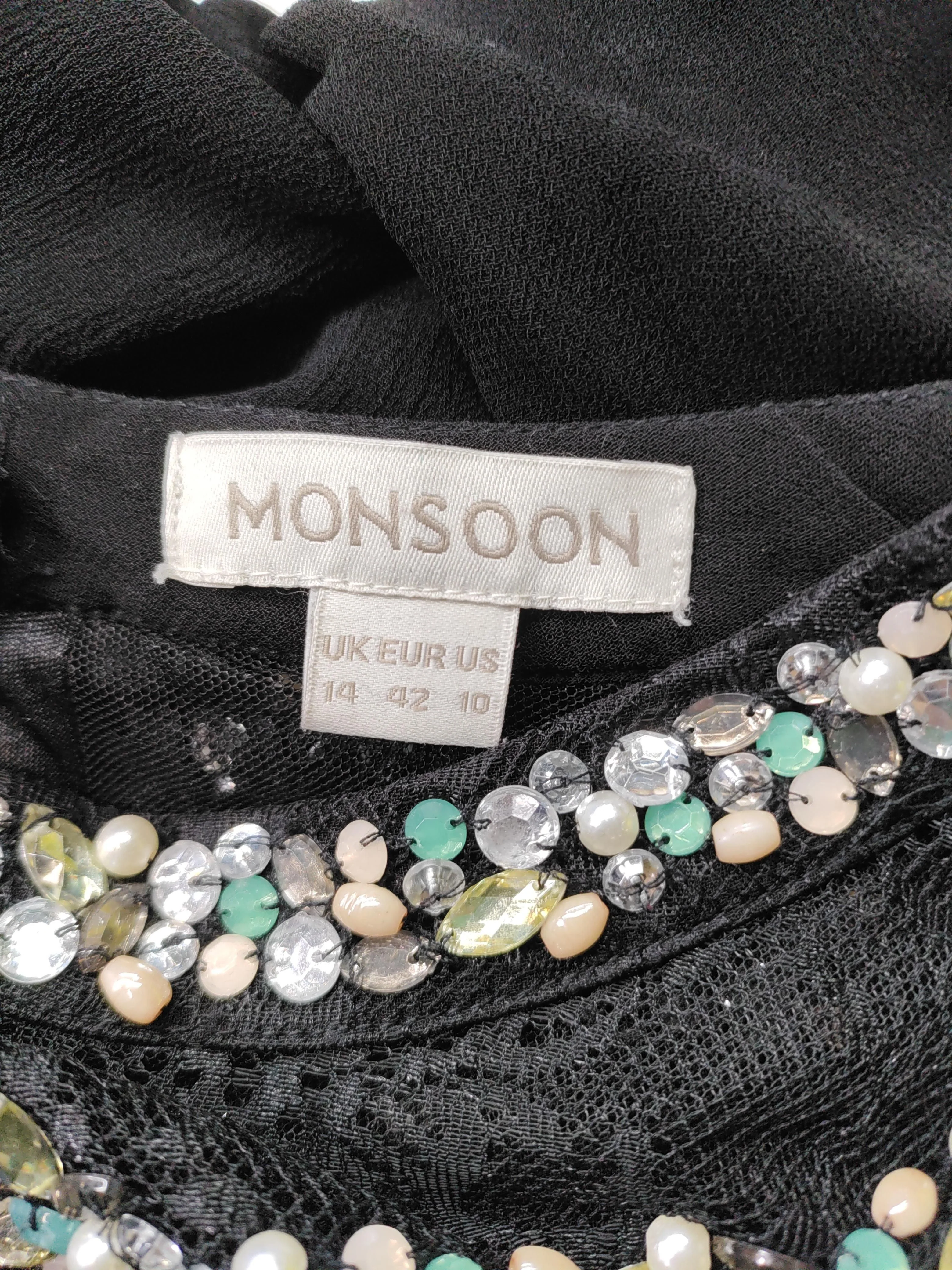 Monsoon Women's Top UK 14 Black 100% Other Short Sleeve Round Neck Basic - Image 5