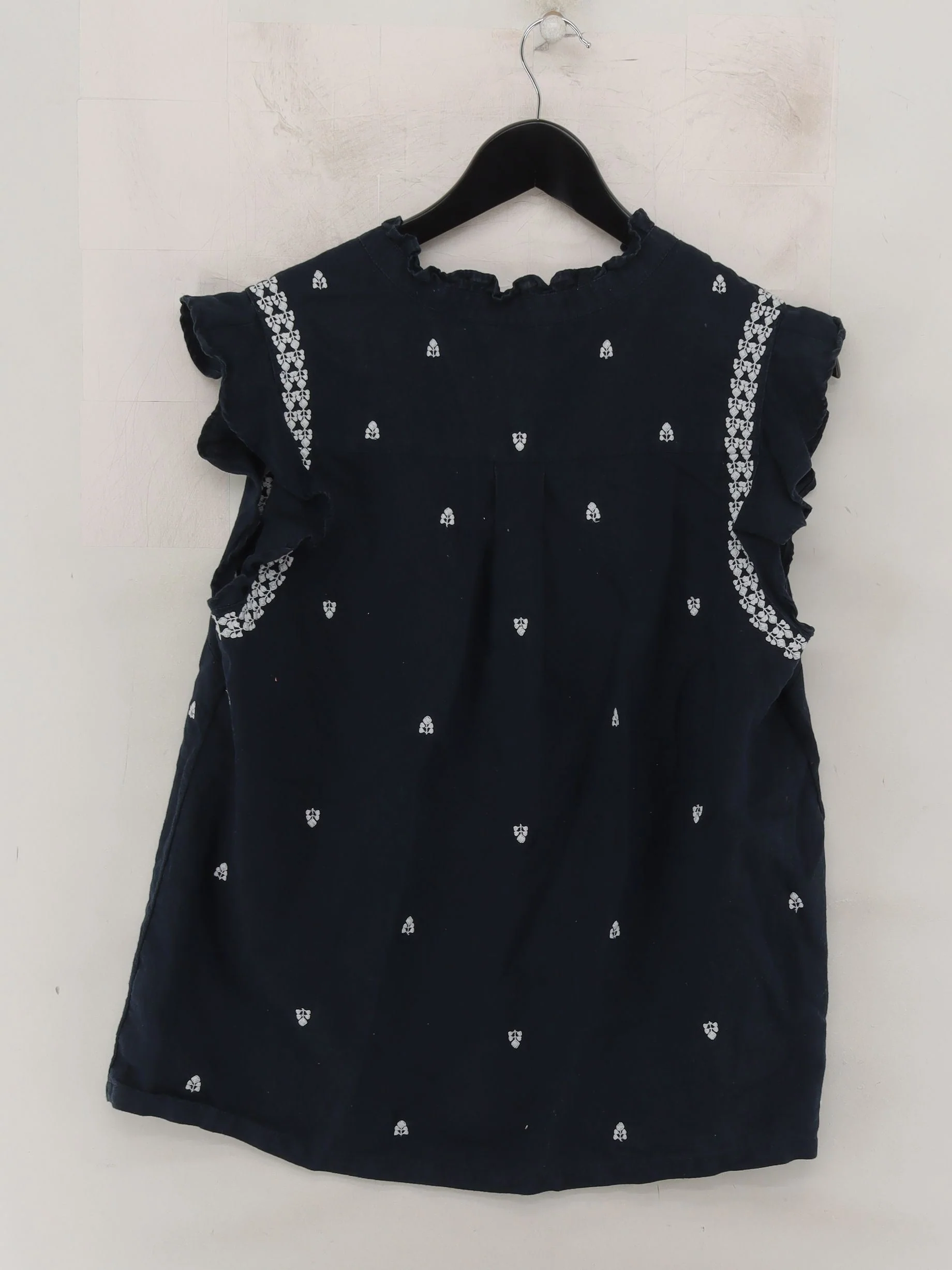 Monsoon Women's Top UK 14 Blue Linen with Cotton Sleeveless Round Neck Basic - Image 2