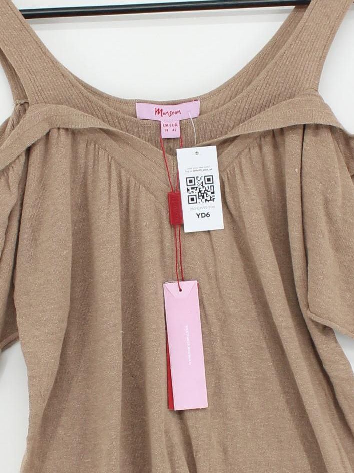Monsoon Women's Top UK 14 Brown Viscose with Cotton Basic New with tags - Image 3