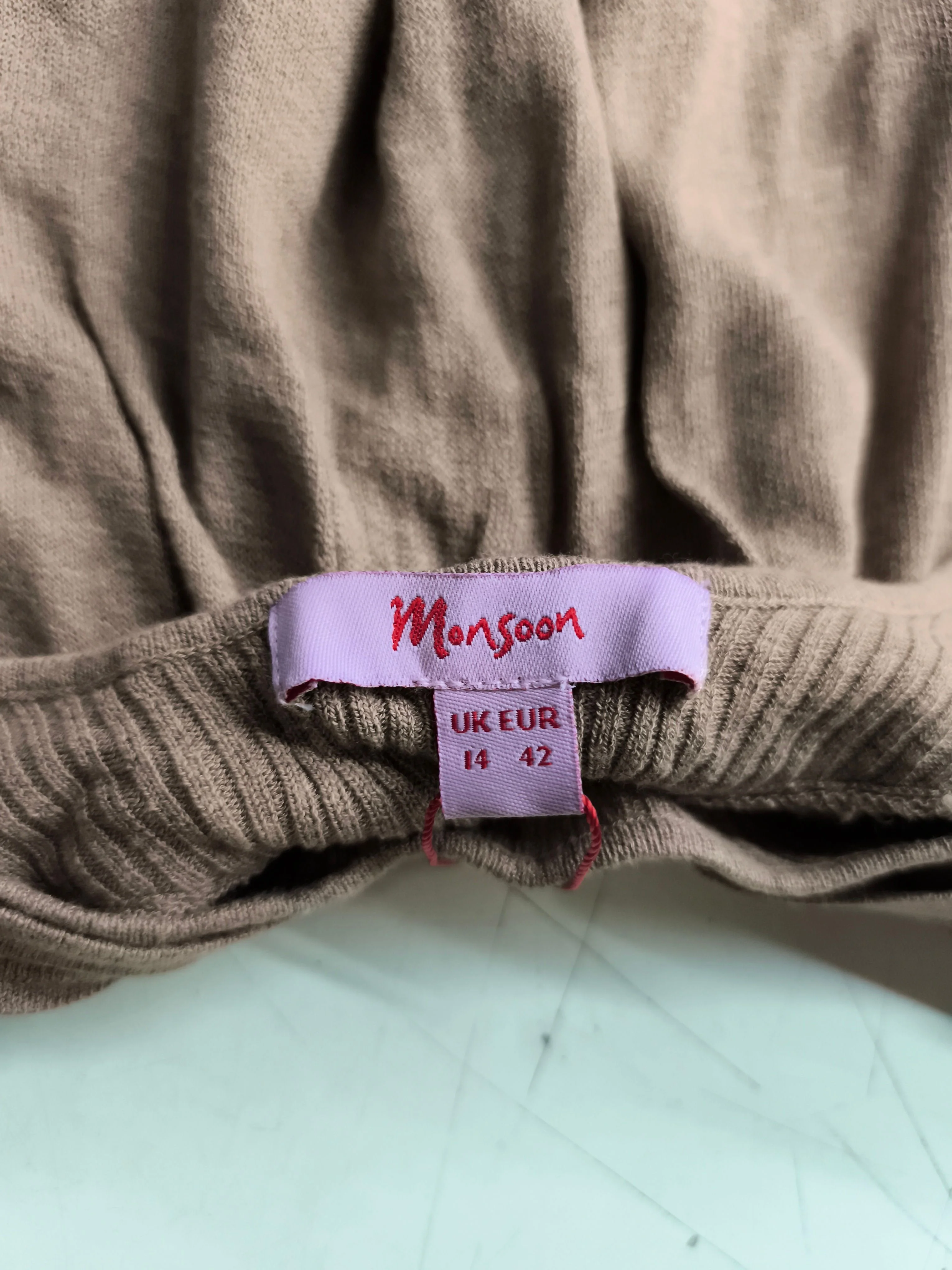 Monsoon Women's Top UK 14 Brown Viscose with Cotton Basic New with tags - Image 5