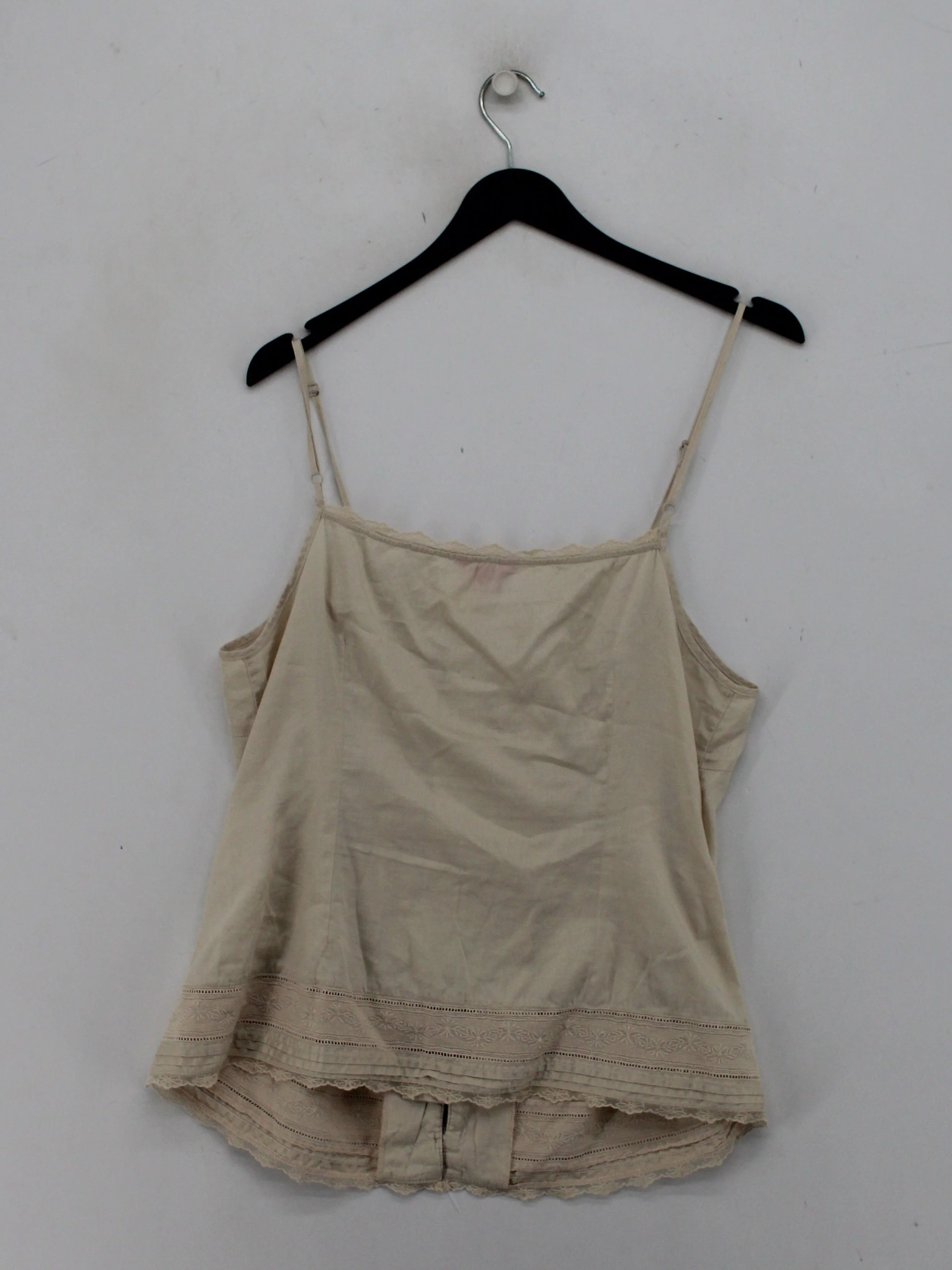 Monsoon Women's Top UK 14 Cream 100% Cotton Sleeveless Square Neck Basic - Image 2
