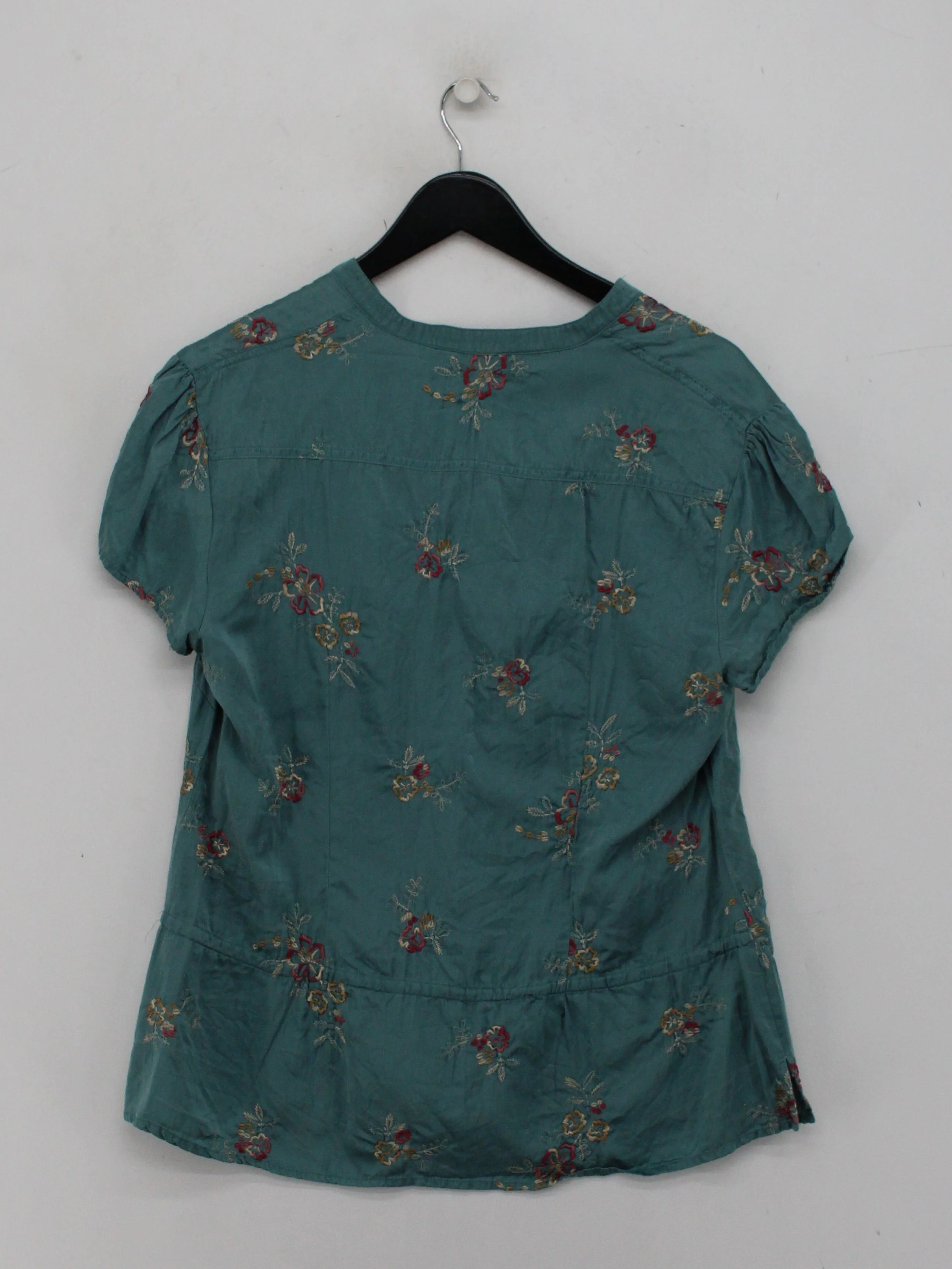 Monsoon Women's Top UK 14 Green Silk with Cotton Basic - Image 2