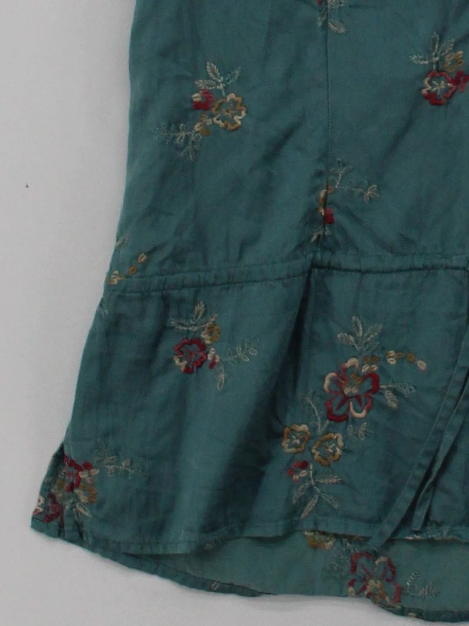 Monsoon Women's Top UK 14 Green Silk with Cotton Basic - Image 4