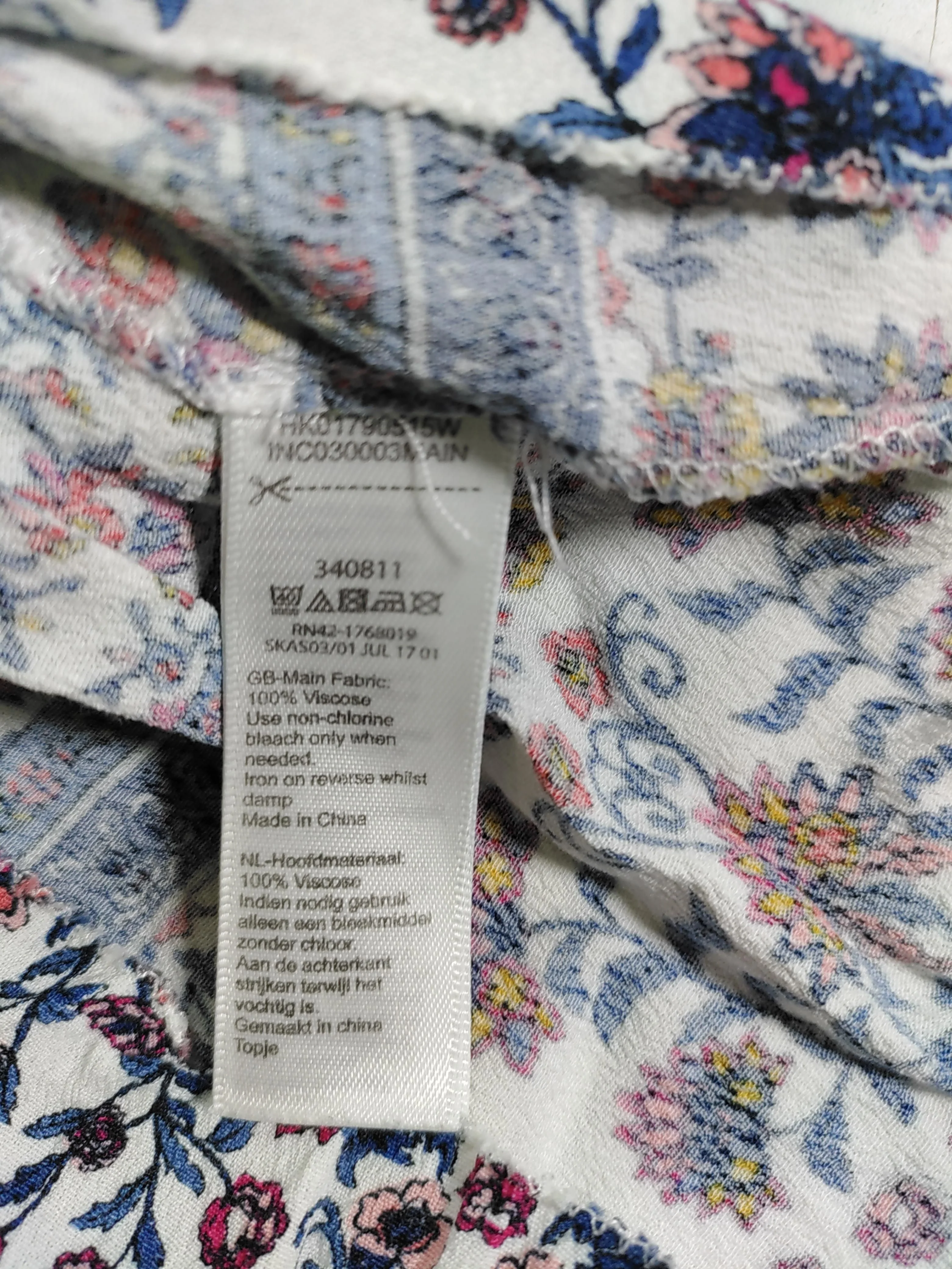 Monsoon Women's Top UK 14 Multi Floral 100% Viscose 3/4 Sleeve V-Neck Tunic - Image 6