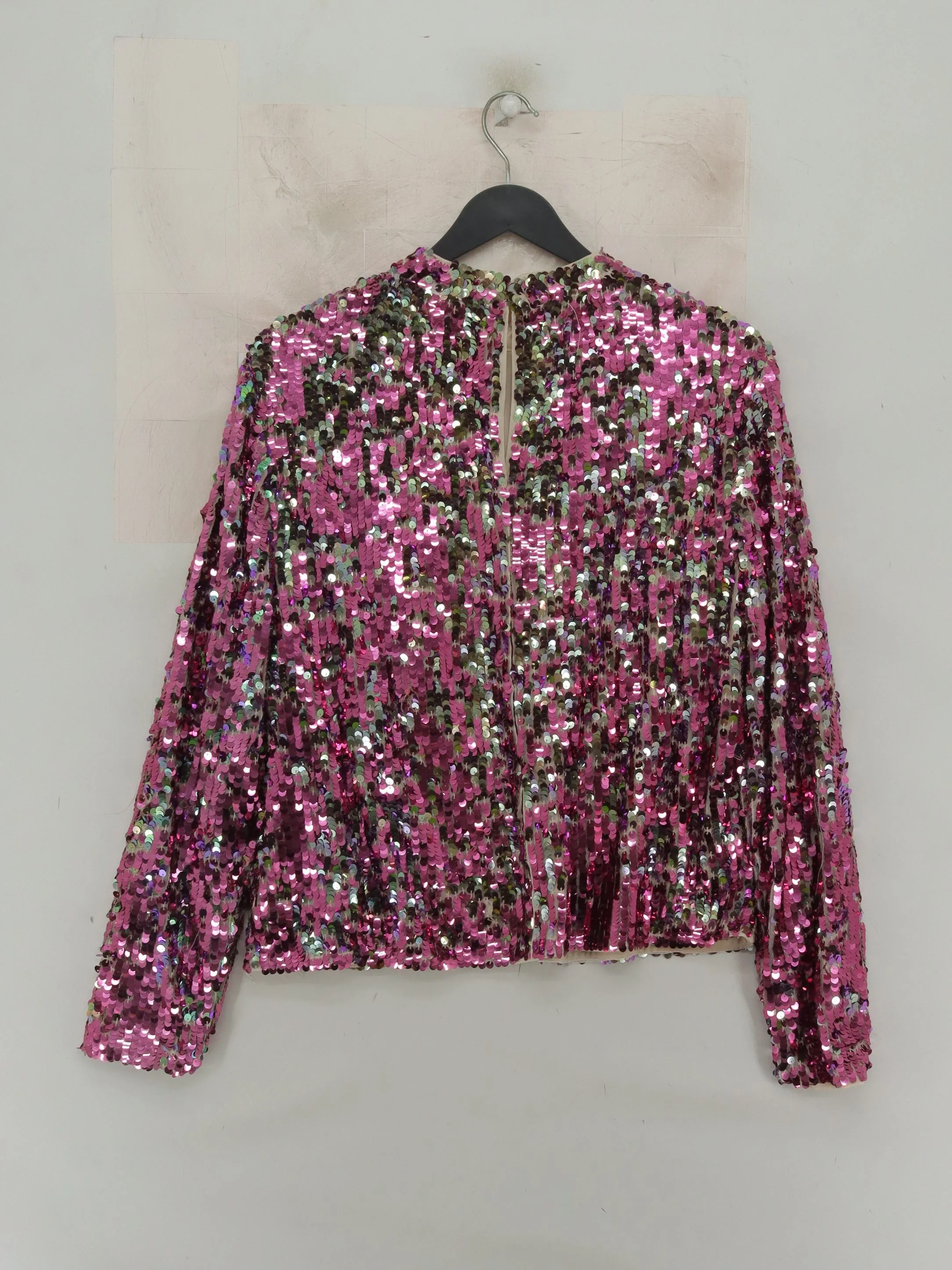 Monsoon Women's Top UK 14 Pink Nylon with Polyester Long Sleeve Round Neck Basic - Image 2