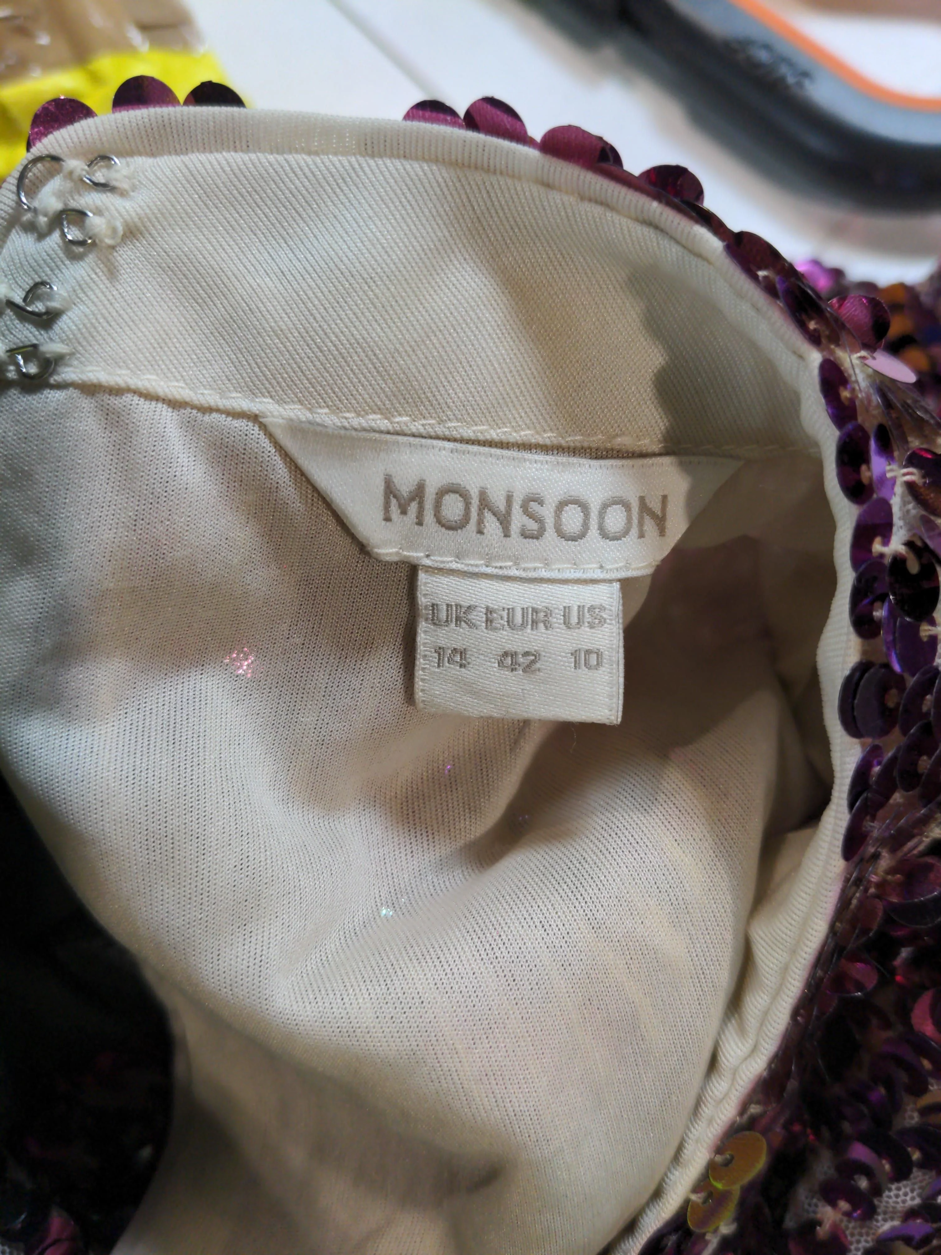 Monsoon Women's Top UK 14 Pink Nylon with Polyester Long Sleeve Round Neck Basic - Image 5