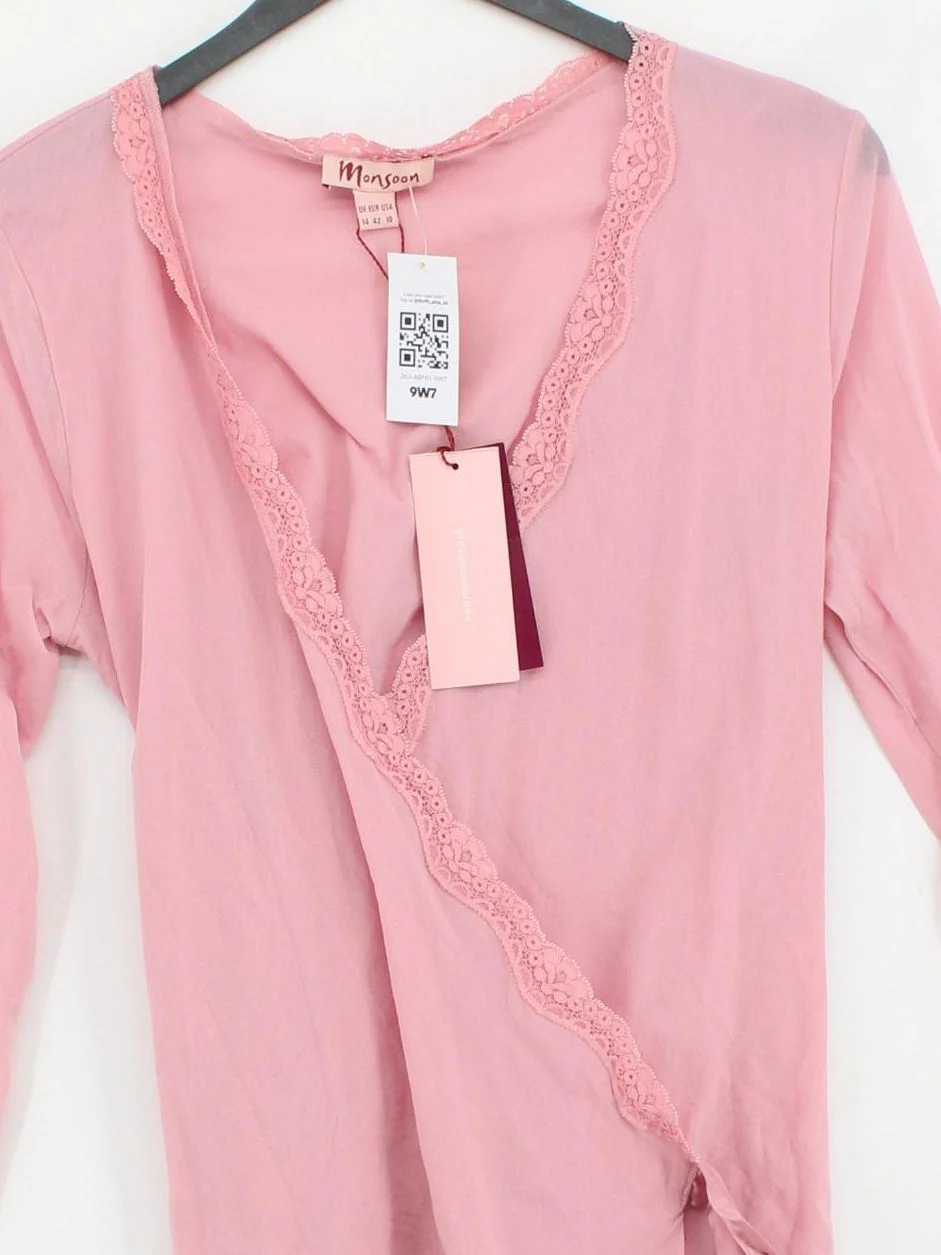 Monsoon Women's Top UK 14 Pink Nylon with Silk Basic New with tags - Image 3