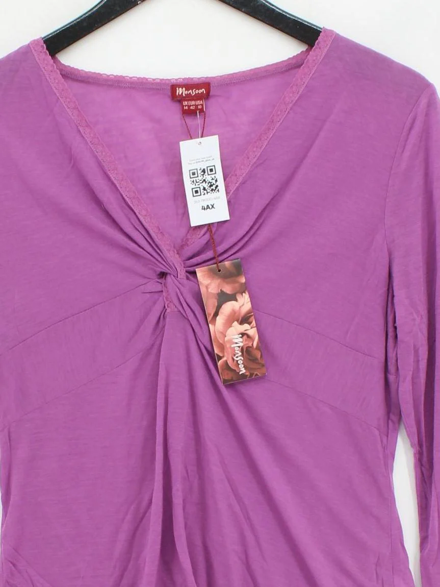 Monsoon Women's Top UK 14 Purple 100% Lyocell Modal Basic New with tags - Image 3