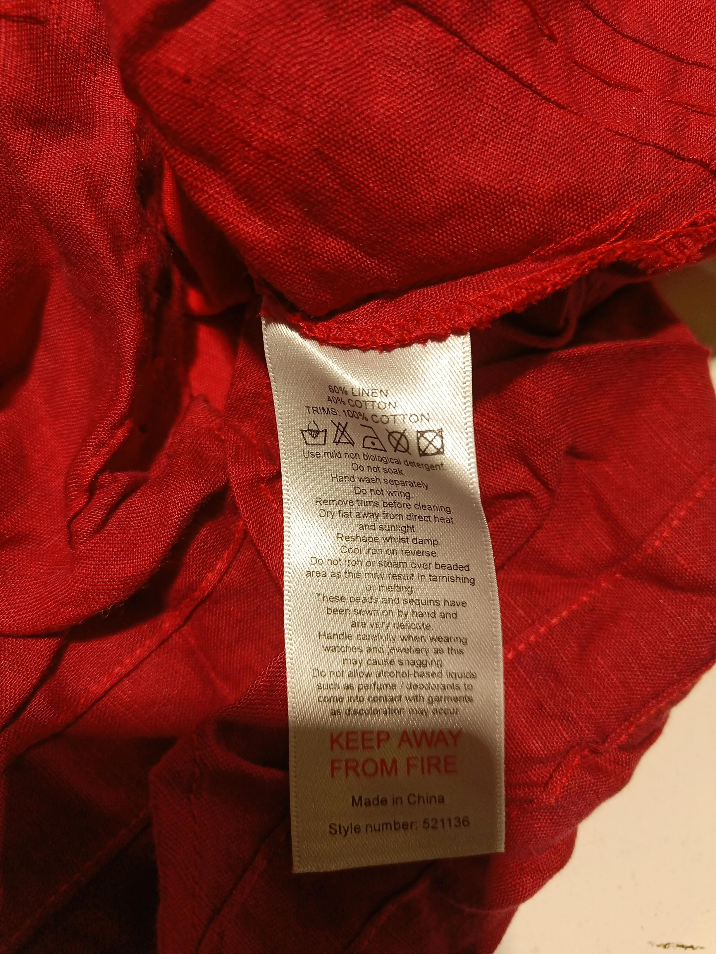 Monsoon Women's Top UK 14 Red Linen with Cotton Sleeveless High Neck Basic - Image 6