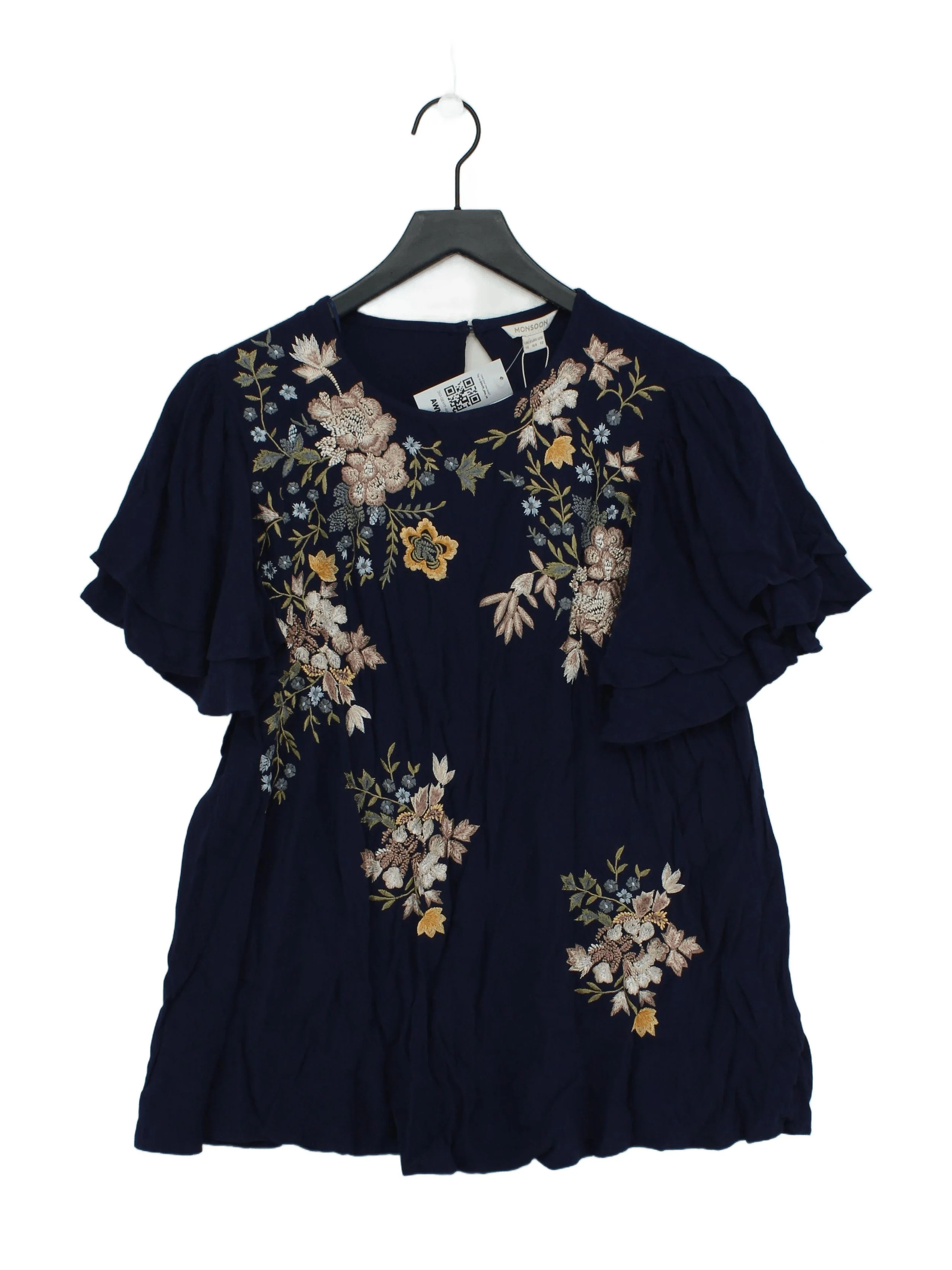 Monsoon Women's Top UK 16 Blue 100% Viscose Basic New with tags
