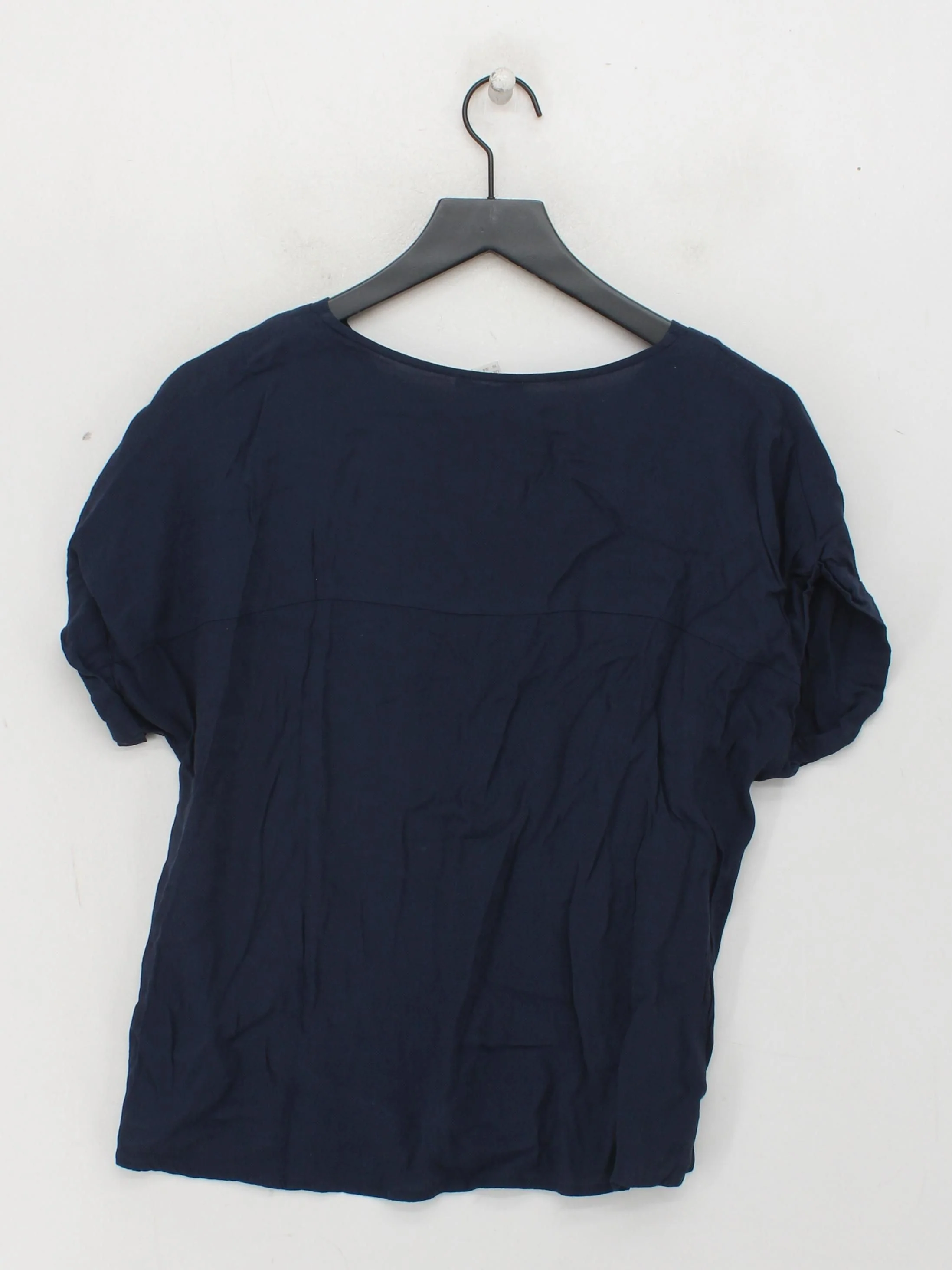 Monsoon Women's Top UK 16 Blue 100% Viscose Short Sleeve V-Neck Basic - Image 2