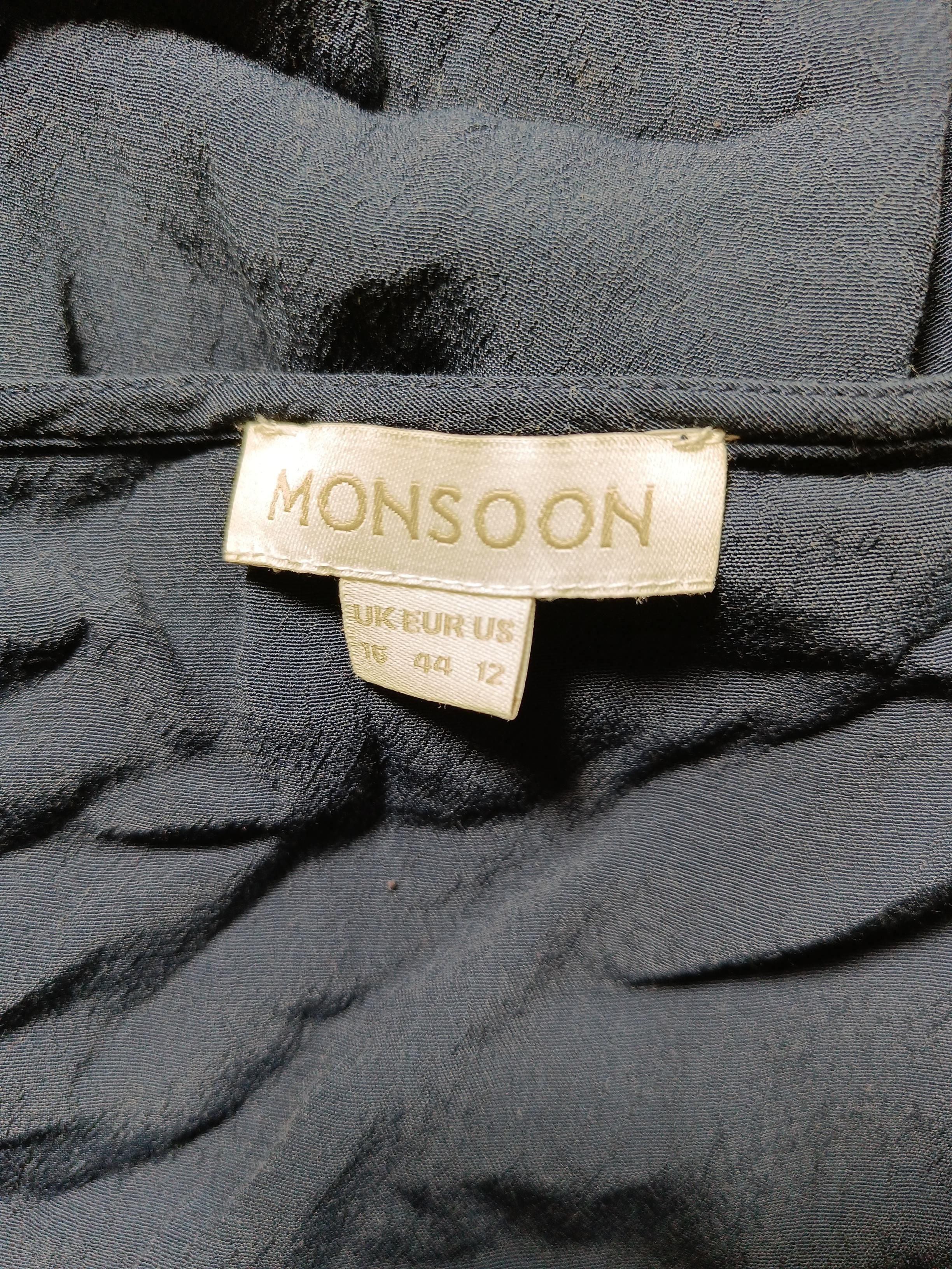 Monsoon Women's Top UK 16 Blue 100% Viscose Short Sleeve V-Neck Basic - Image 5