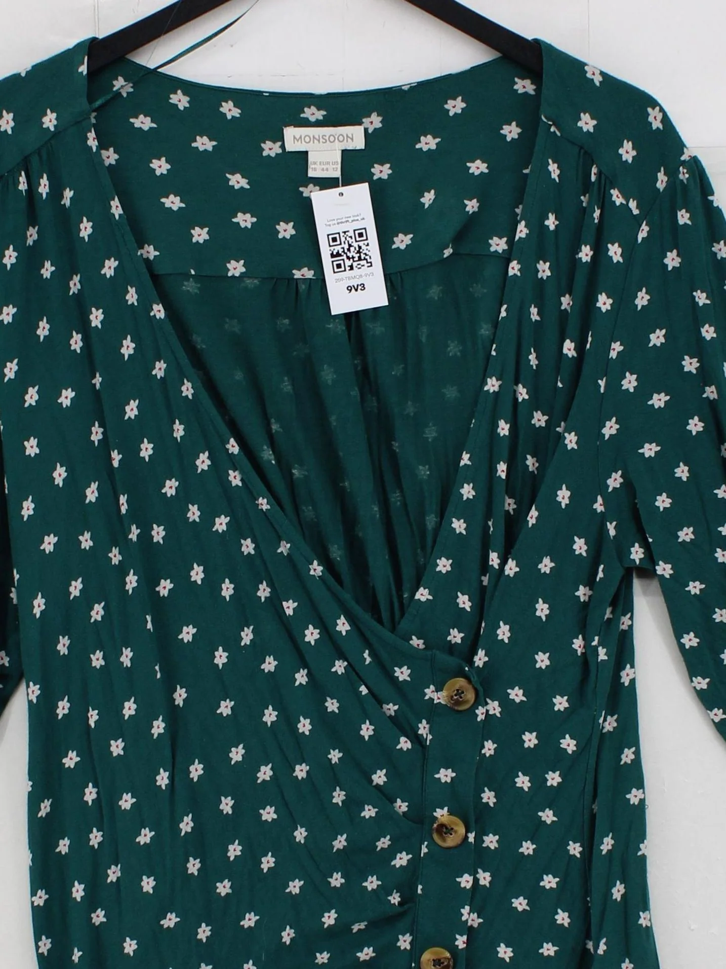 Monsoon Women's Top UK 16 Green Viscose with Elastane Basic - Image 3