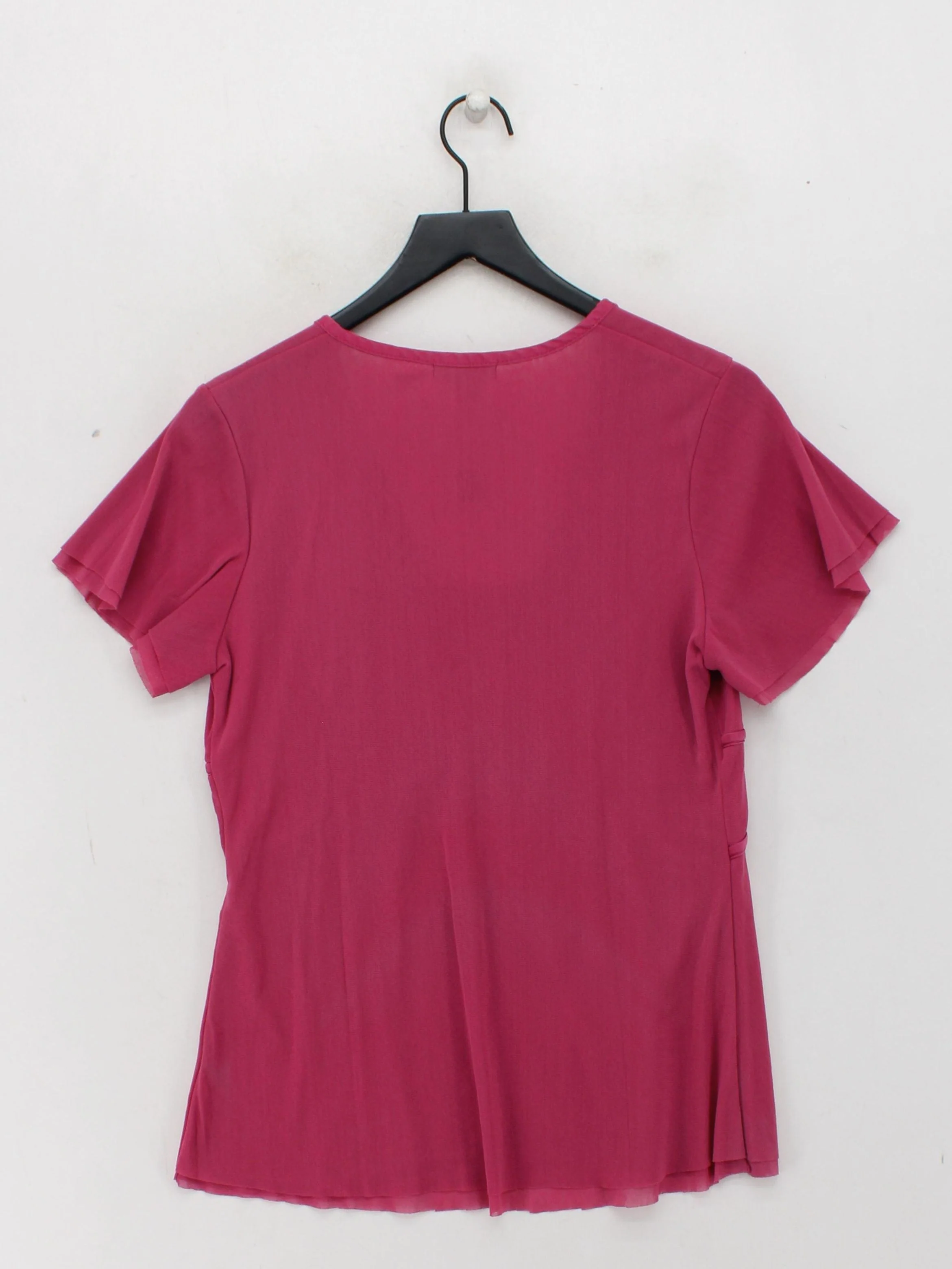 Monsoon Women's Top UK 16 Pink 100% Other Short Sleeve V-Neck Basic - Image 2