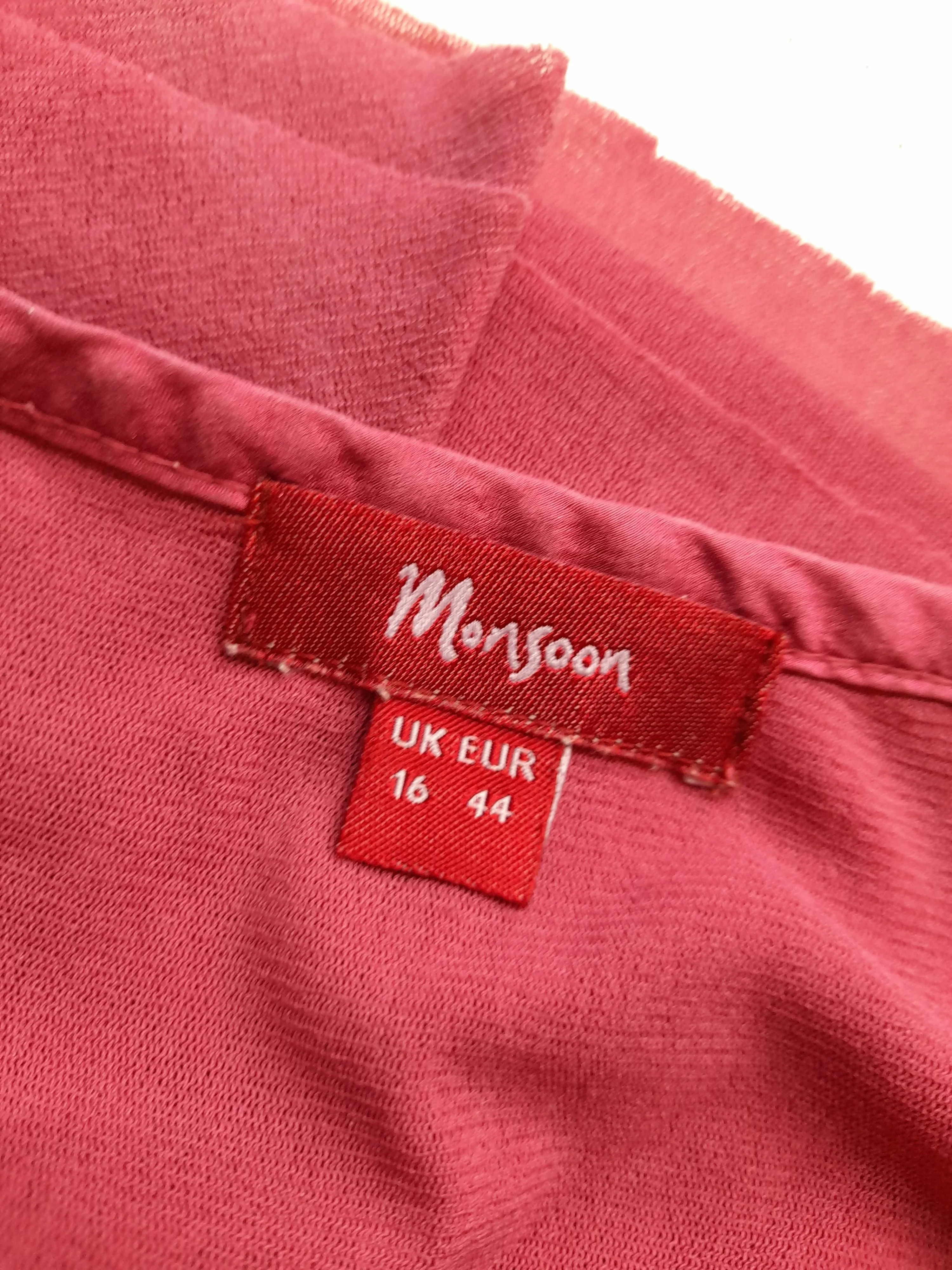 Monsoon Women's Top UK 16 Pink 100% Other Short Sleeve V-Neck Basic - Image 5