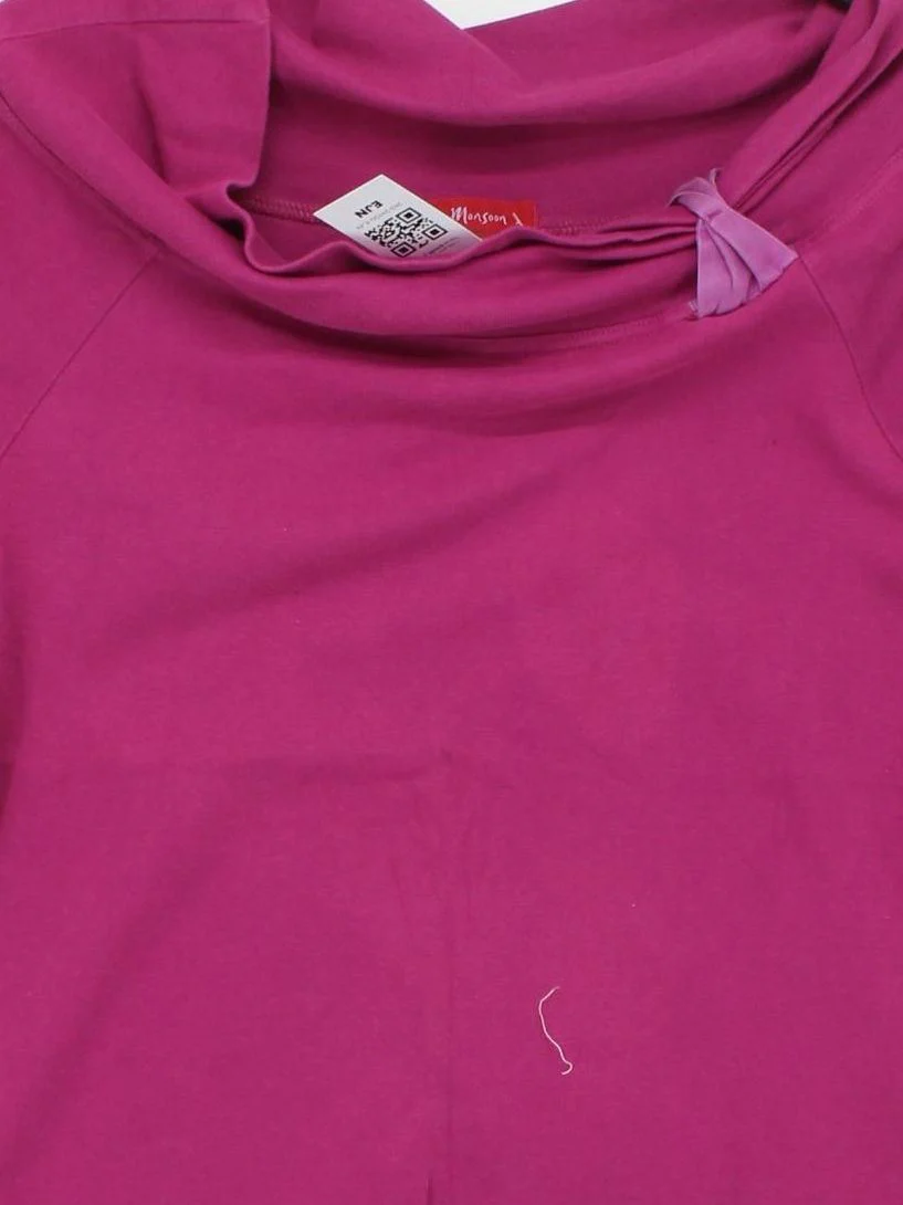 Monsoon Women's Top UK 16 Pink Cotton with Silk Short Sleeve Round Neck Basic - Image 3