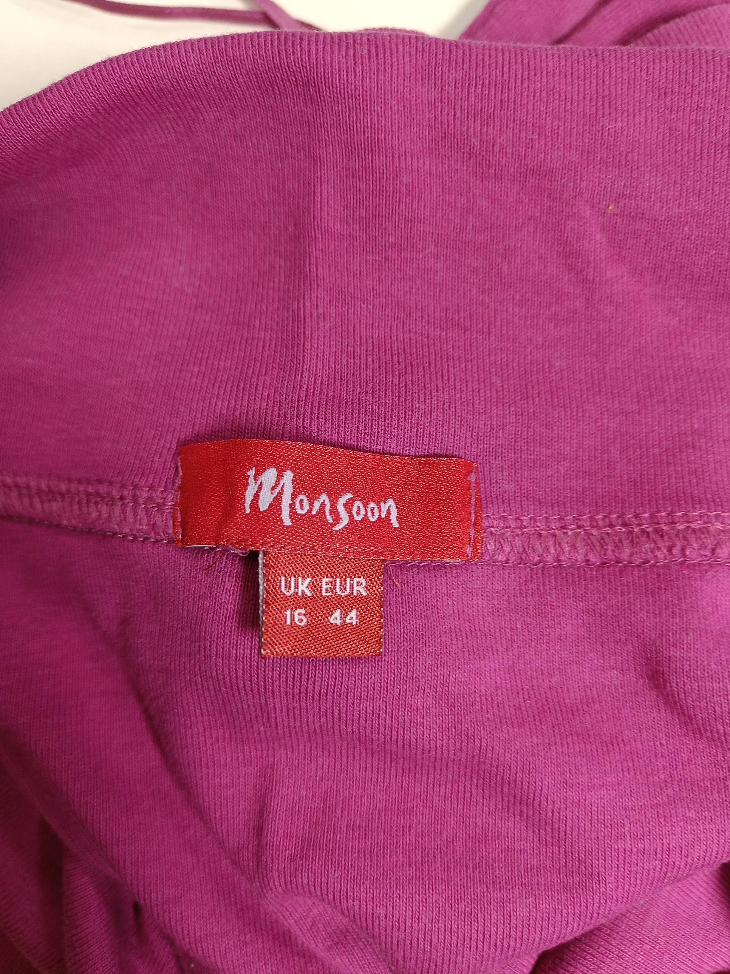Monsoon Women's Top UK 16 Pink Cotton with Silk Short Sleeve Round Neck Basic - Image 5