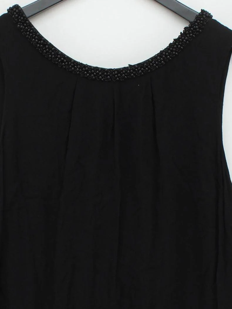 Monsoon Women's Top UK 20 Black Viscose with Acetate Sleeveless Round Neck Basic - Image 3