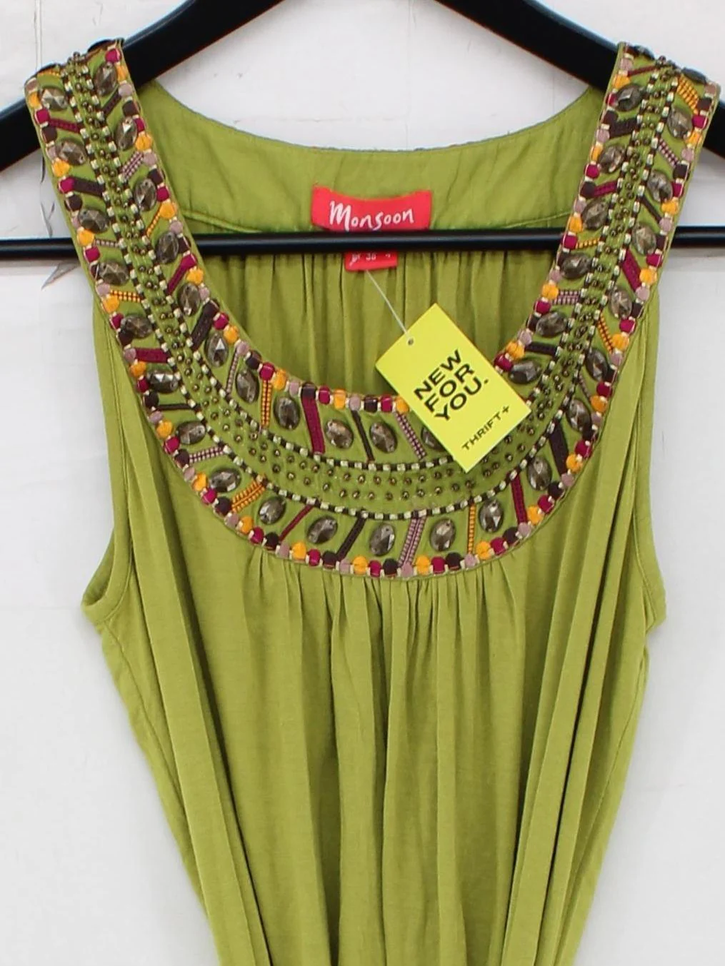 Monsoon Women's Top UK 8 Green Viscose with Elastane, Cotton, Silk Basic - Image 3