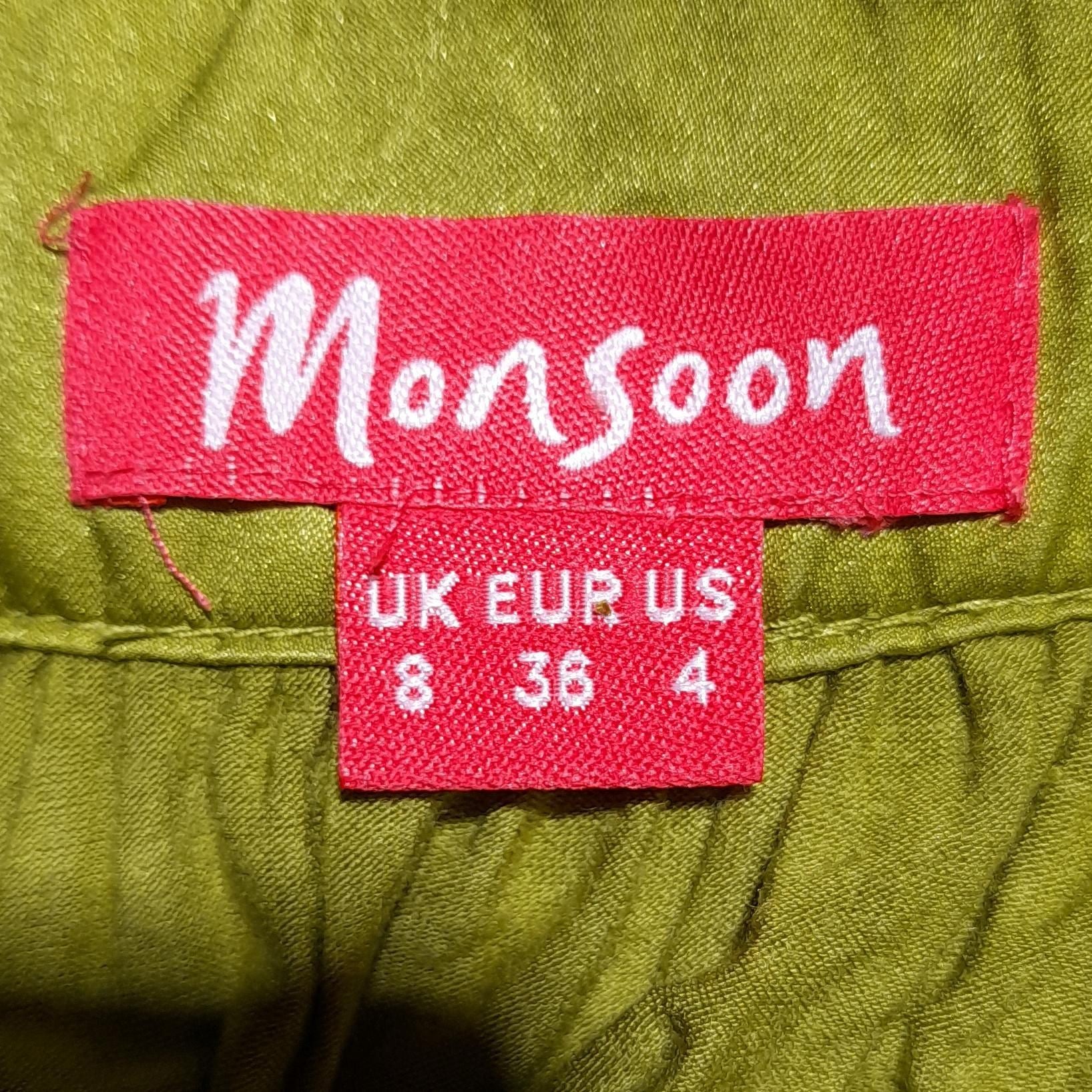 Monsoon Women's Top UK 8 Green Viscose with Elastane, Cotton, Silk Basic - Image 5