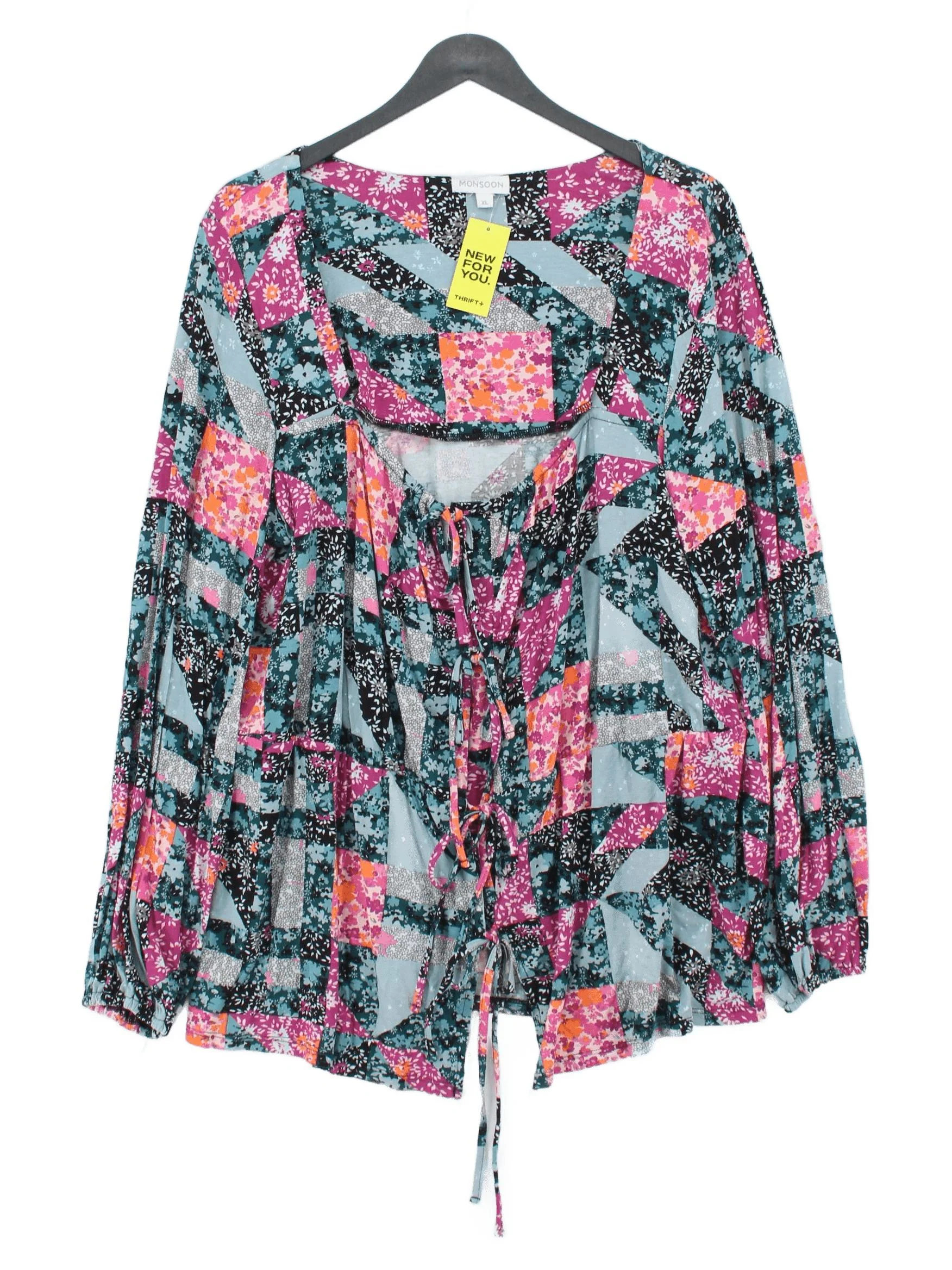 Monsoon Women's Top XL Multi Viscose with Elastane Long Sleeve V-Neck Basic