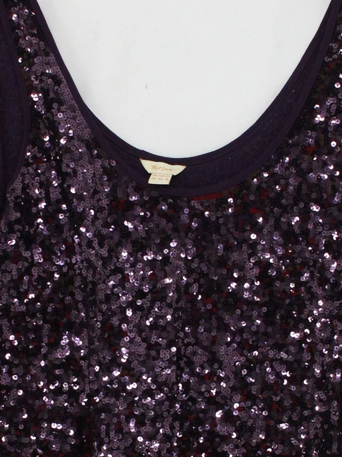 Monsoon Women's Top XL Purple 100% Viscose Sleeveless V-Neck Basic - Image 3