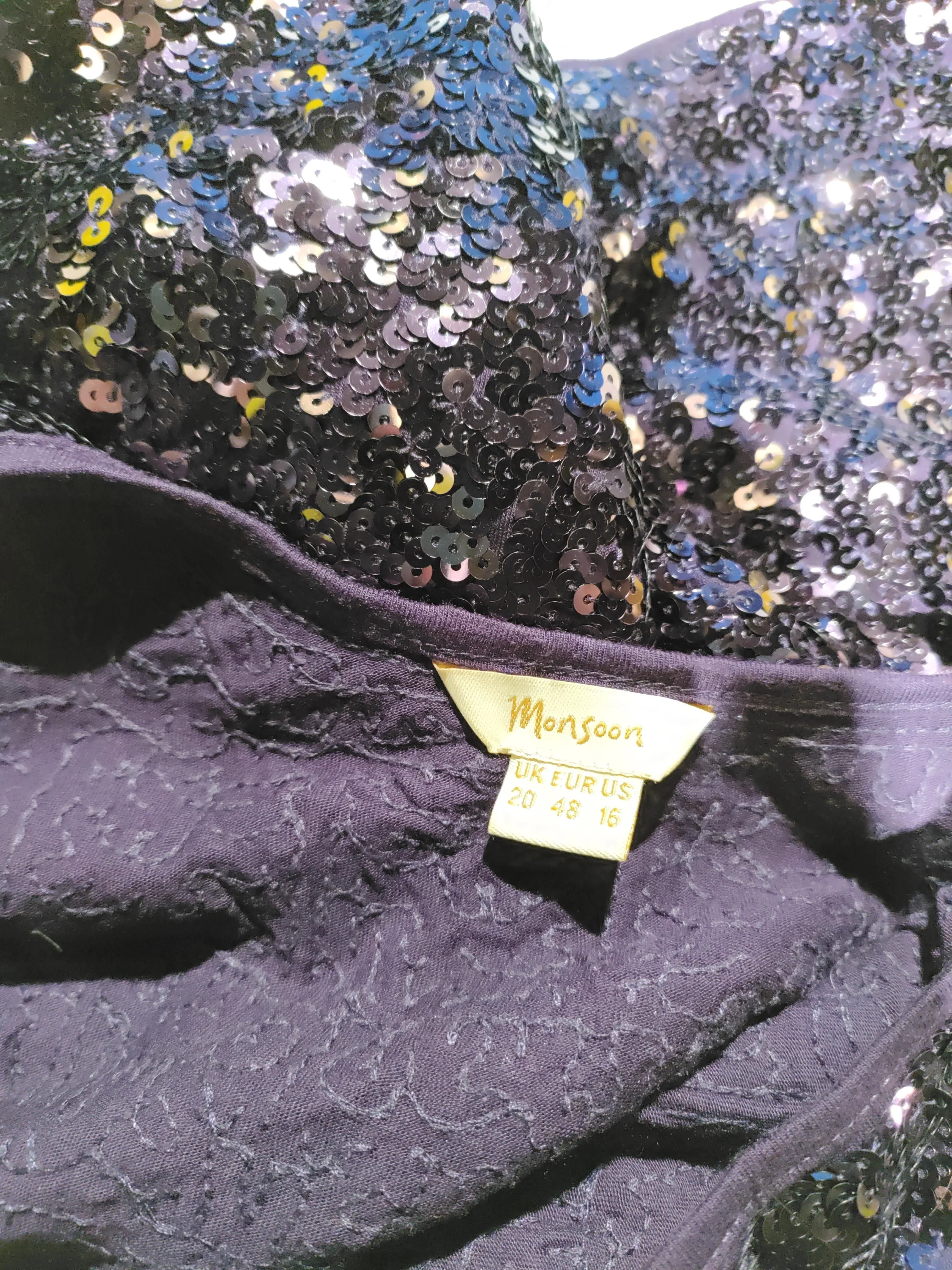 Monsoon Women's Top XL Purple 100% Viscose Sleeveless V-Neck Basic - Image 5