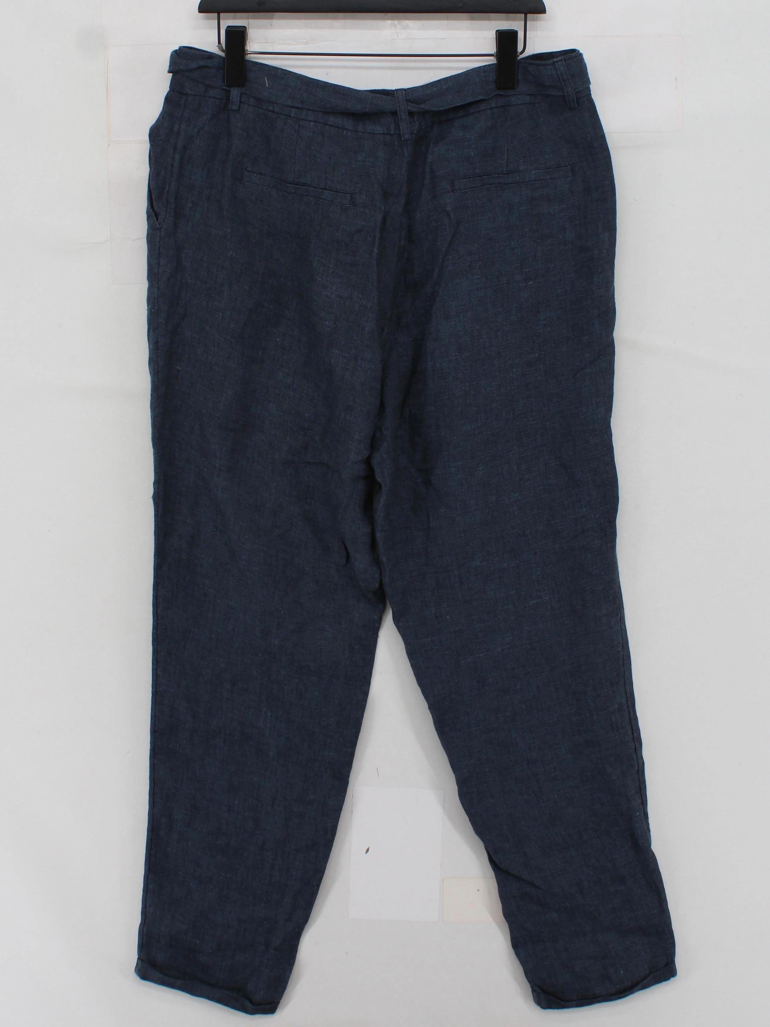 Monsoon Women's Trousers L Blue 100% Linen Tapered Chino - Image 2