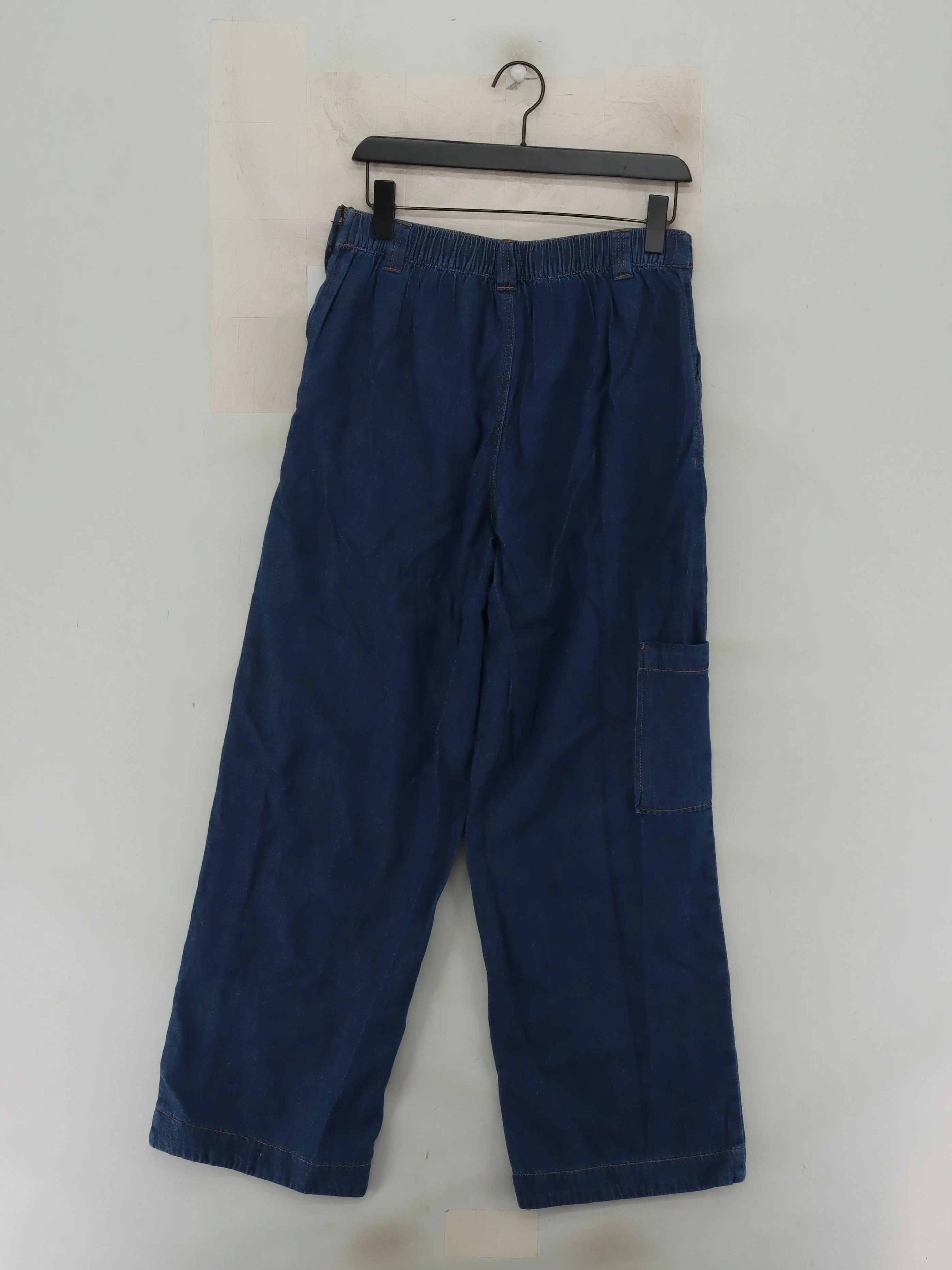 Monsoon Women's Trousers M Blue Cotton with Lyocell Modal Wide-Leg Cargo - Image 2