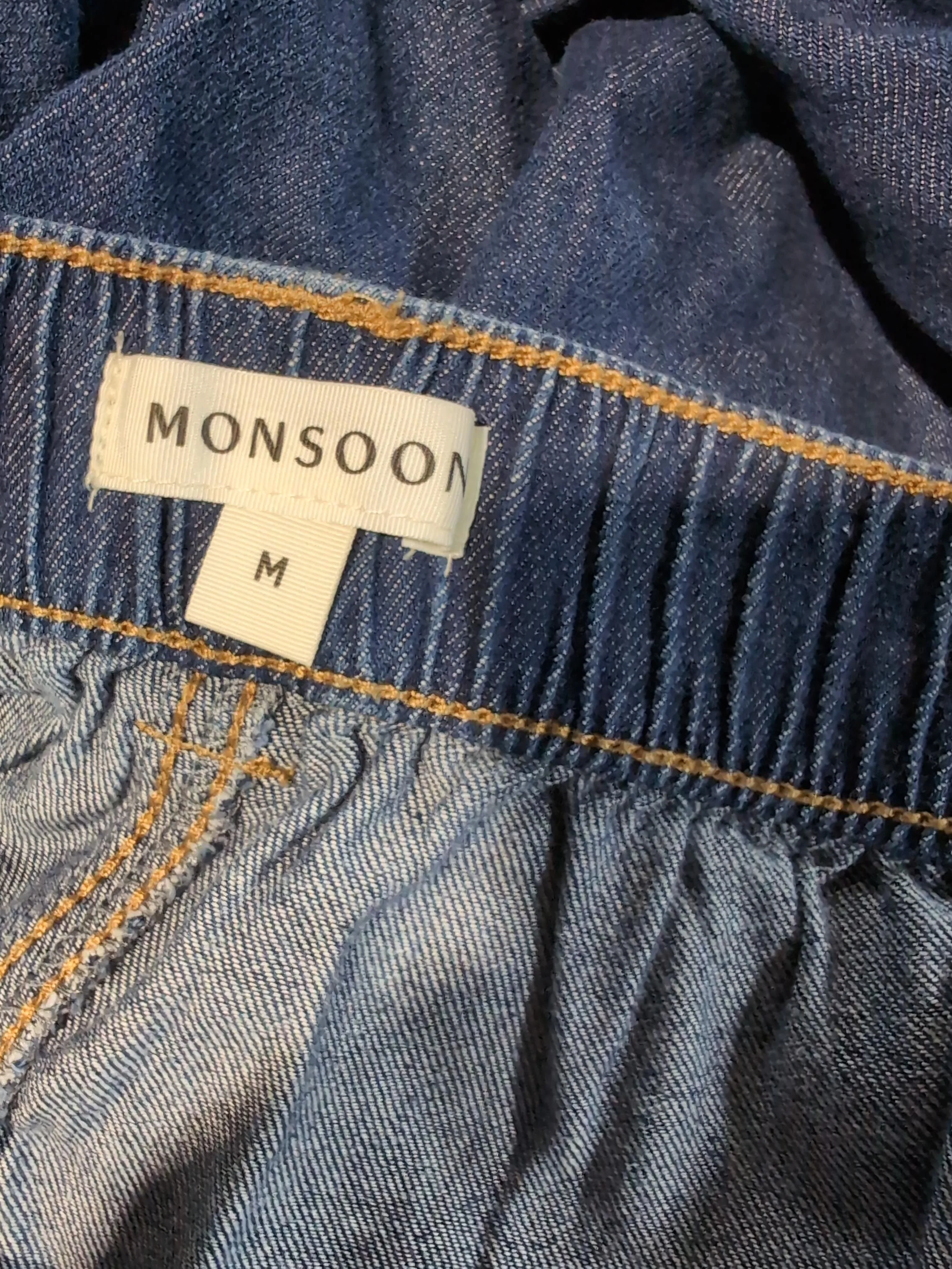 Monsoon Women's Trousers M Blue Cotton with Lyocell Modal Wide-Leg Cargo - Image 5