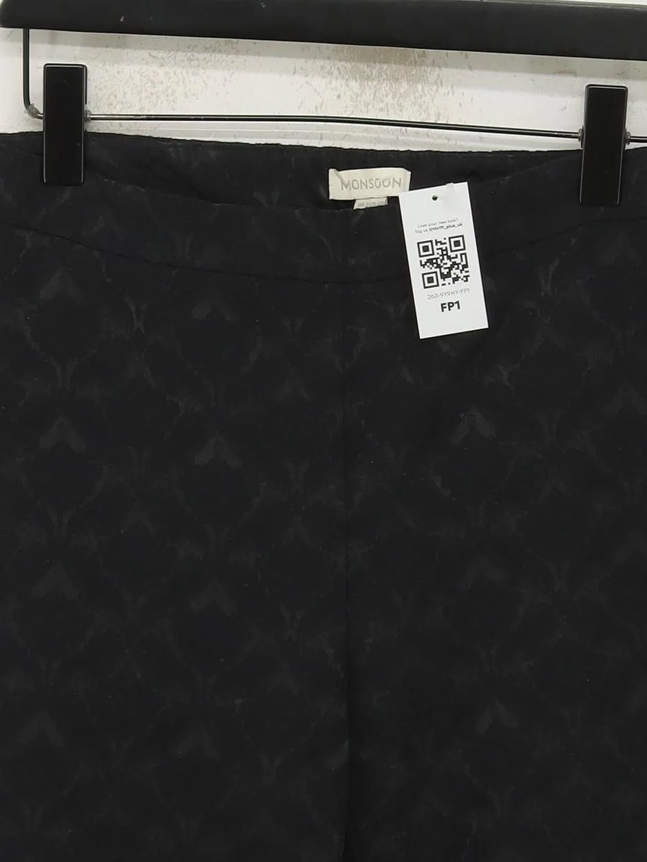 Monsoon Women's Trousers UK 12 Black Cotton with Polyester, Elastane Chino - Image 3