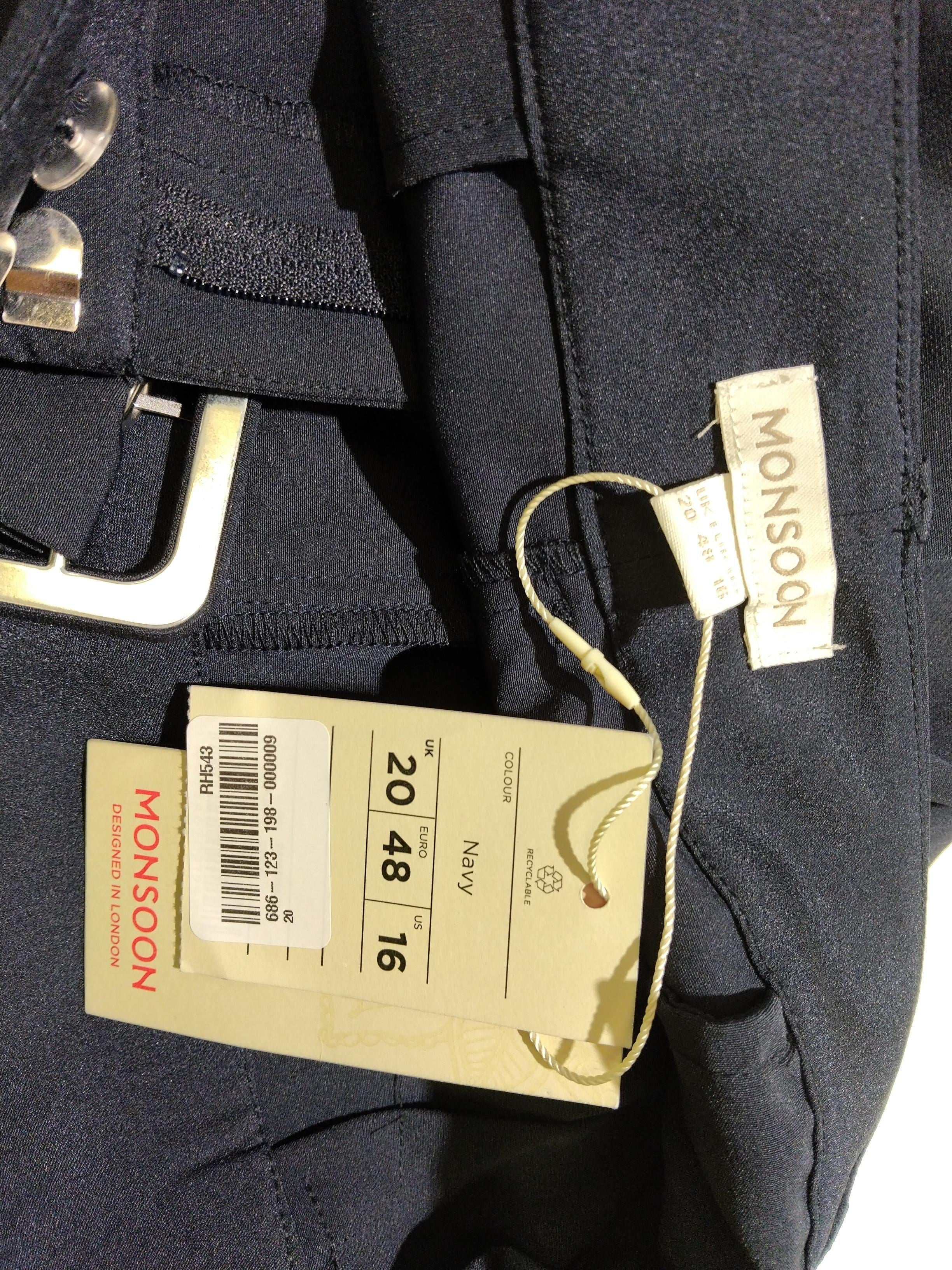 Monsoon Women's Trousers UK 20 Blue Polyester with Elastane Capri New with tags - Image 5