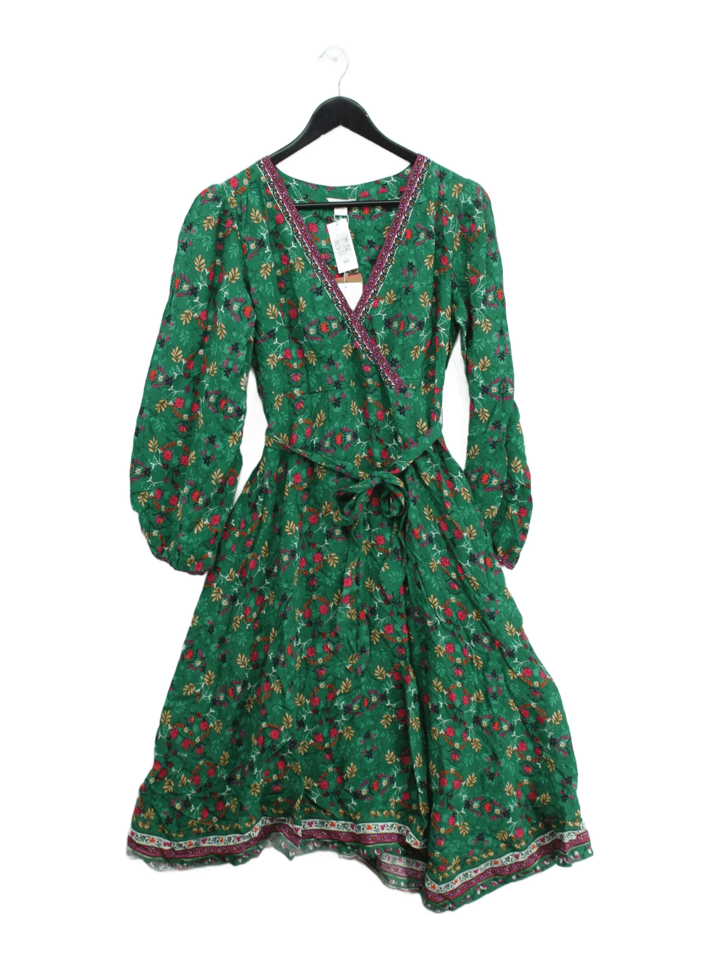 Monsoon Wrap Midi Dress UK10 in Green