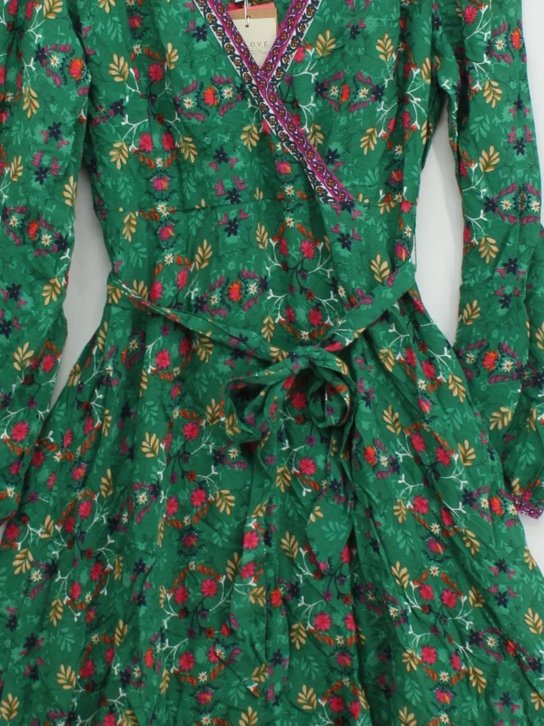 Monsoon Wrap Midi Dress UK10 in Green - Image 3