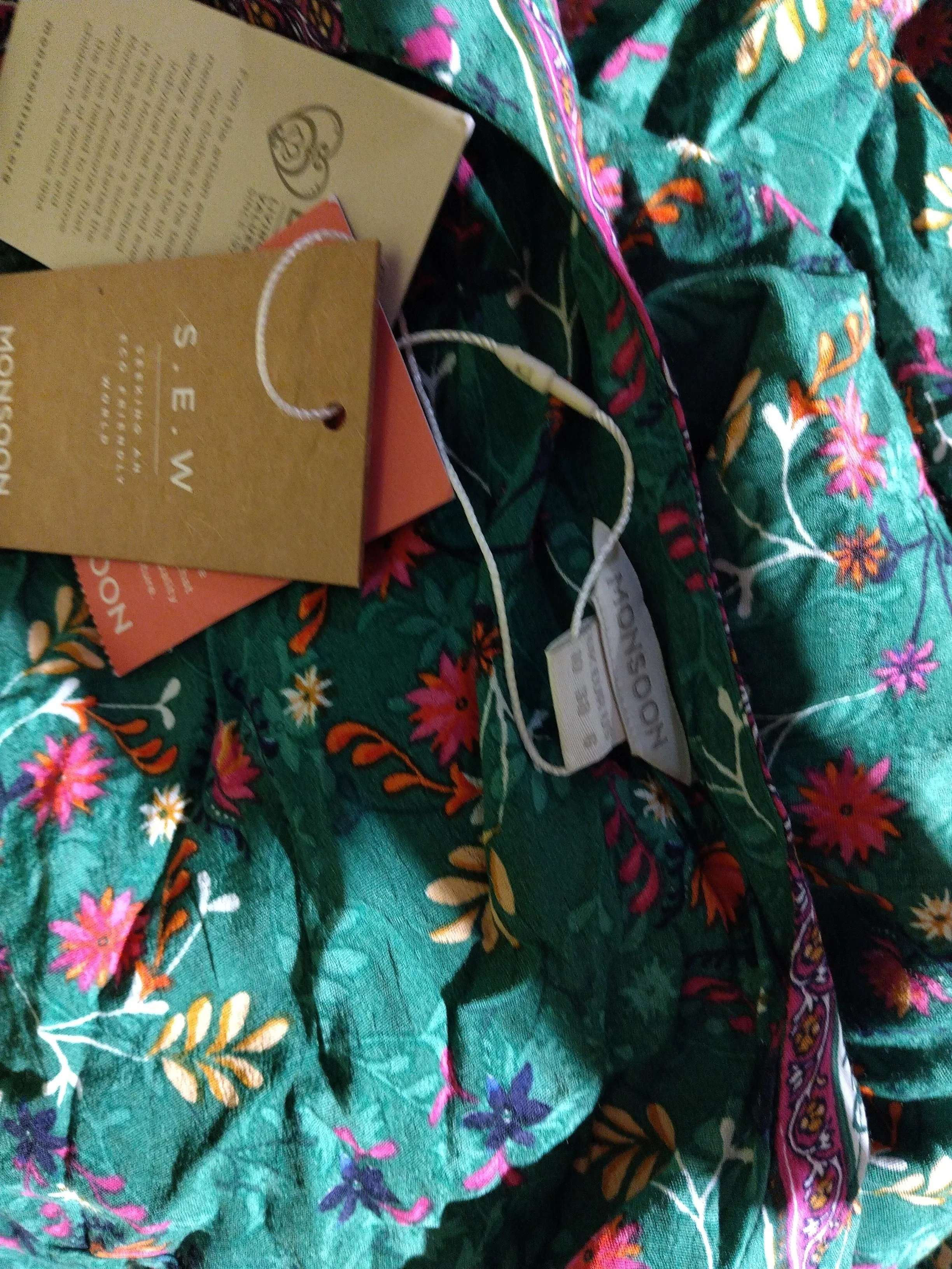 Monsoon Wrap Midi Dress UK10 in Green - Image 5