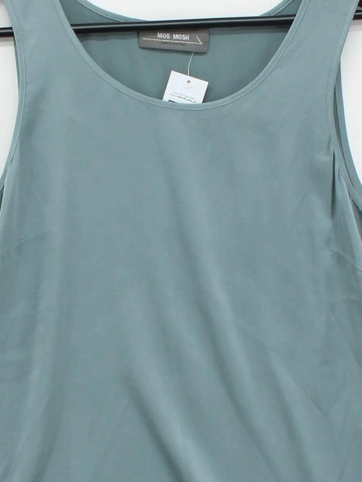 Mos Mosh Women's T-Shirt S Blue Silk with Elastane Sleeveless Round Neck Basic - Image 3