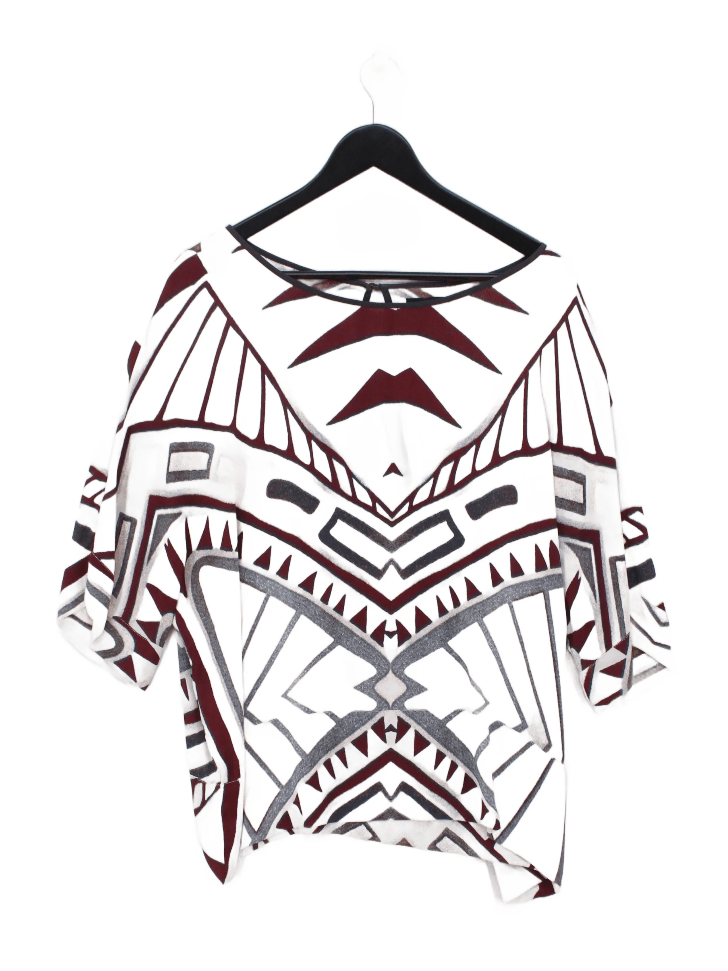 Mos Mosh Women's Top L Multi Geometric 100% Viscose 3/4 Sleeve Round Neck Basic