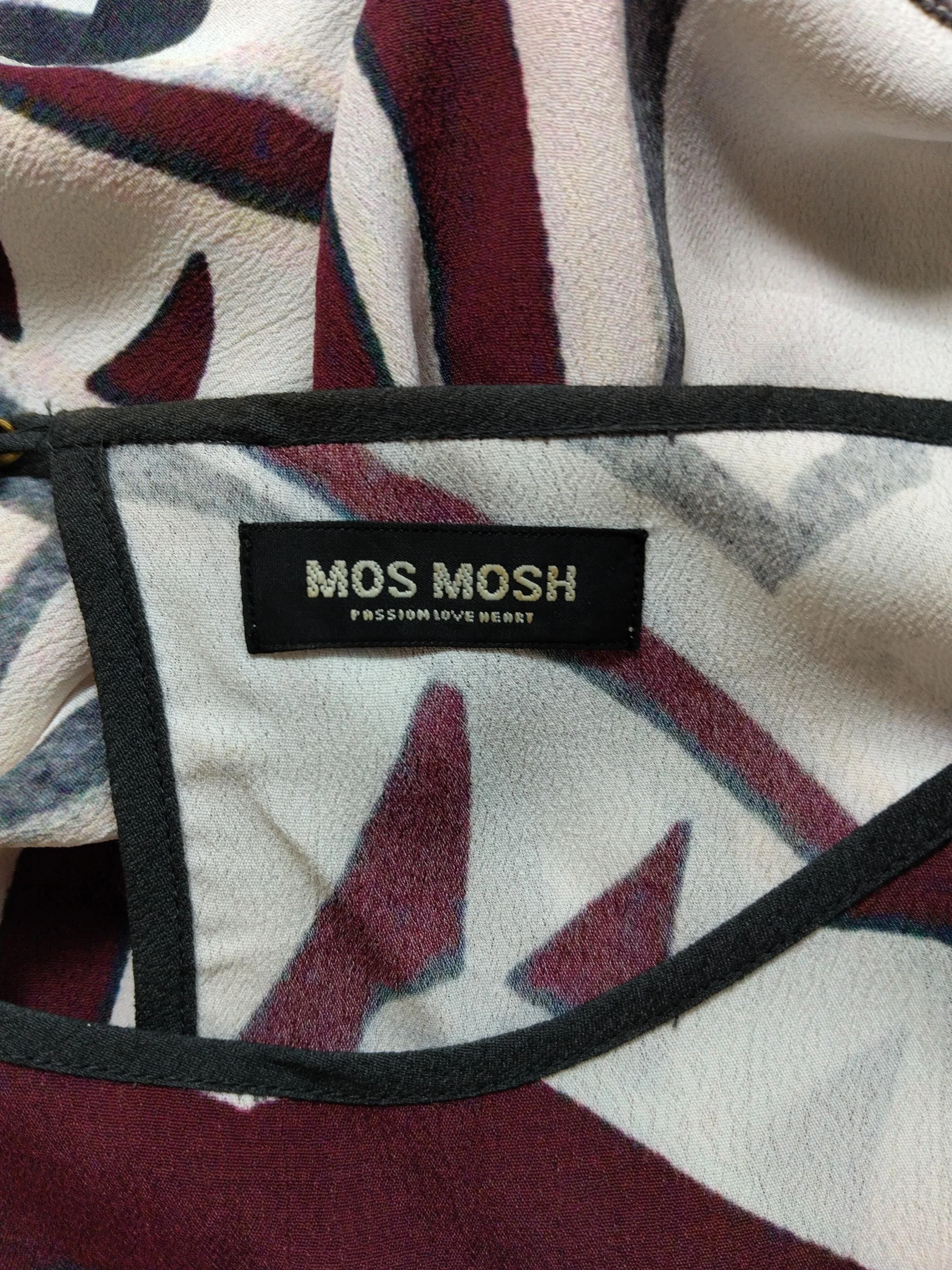 Mos Mosh Women's Top L Multi Geometric 100% Viscose 3/4 Sleeve Round Neck Basic - Image 5