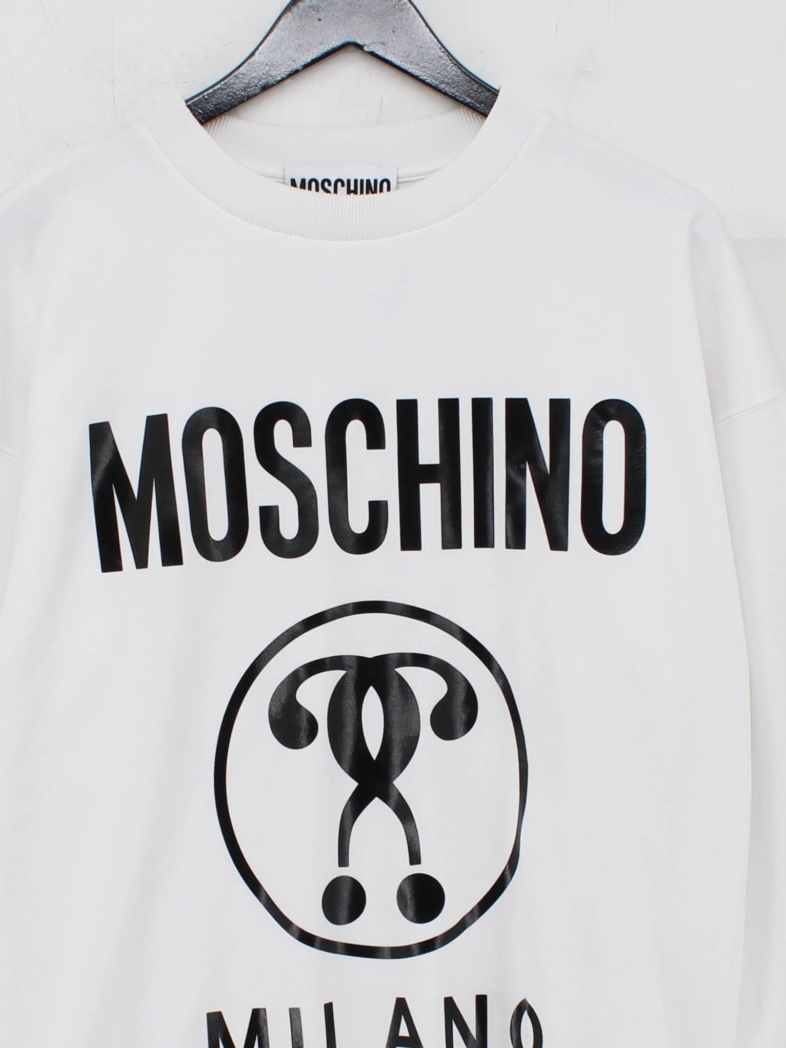 Moschino Men's Hoodie L White Graphic Polyester with Cotton Pullover - Image 3
