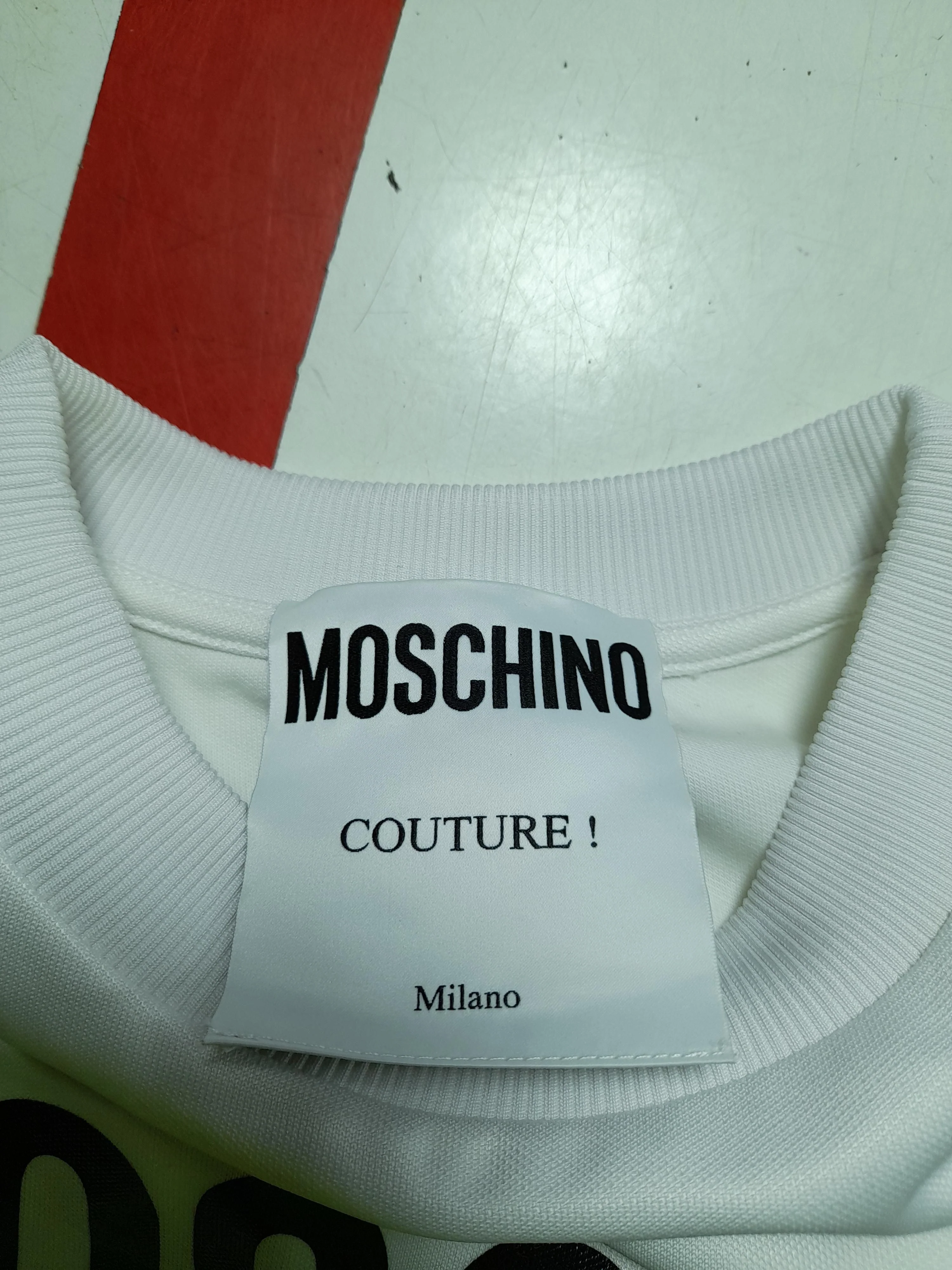 Moschino Men's Hoodie L White Graphic Polyester with Cotton Pullover - Image 7