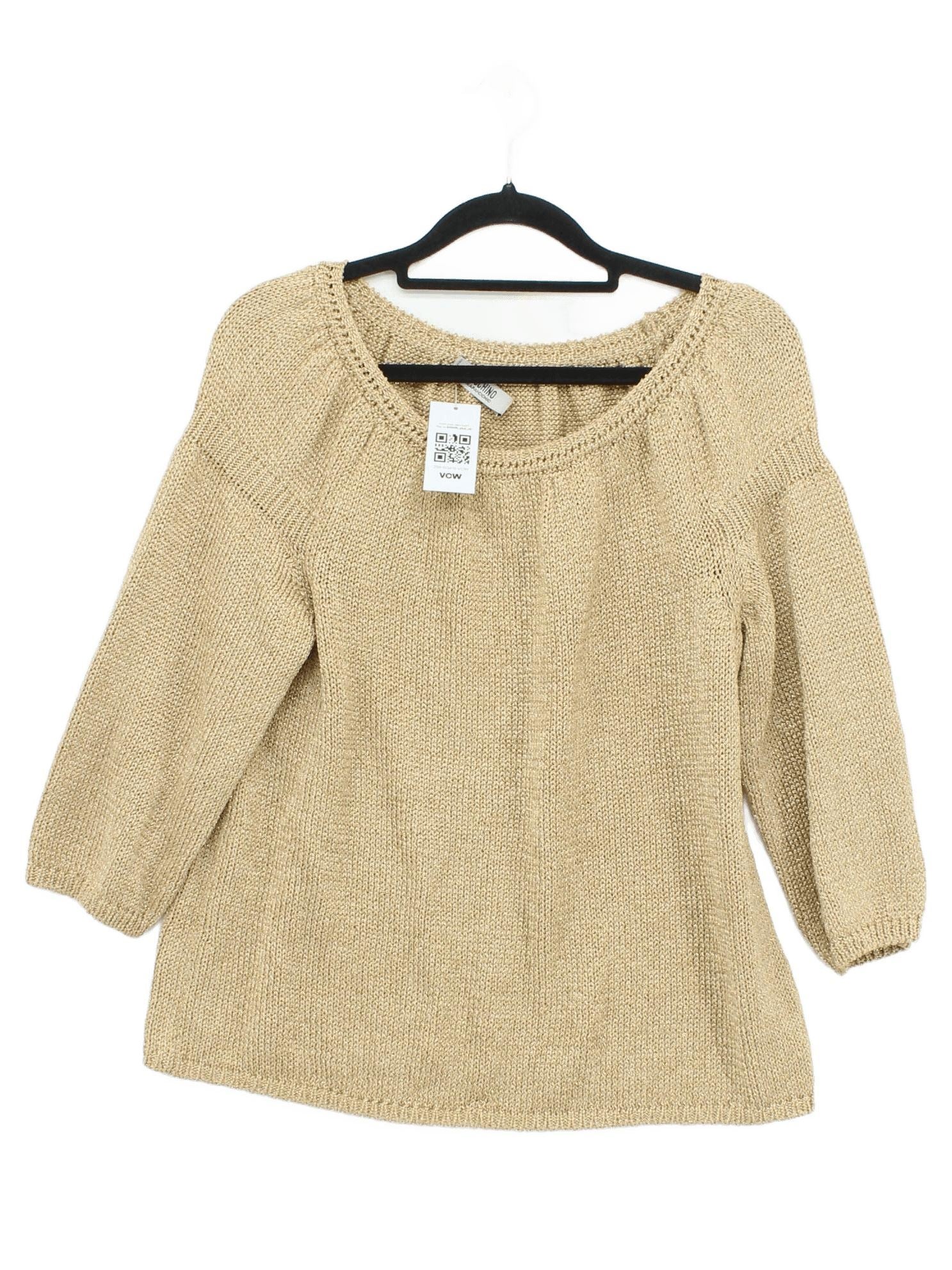 Moschino Women's Jumper UK 14 Gold Acetate with Polyester, Polyamide Pullover