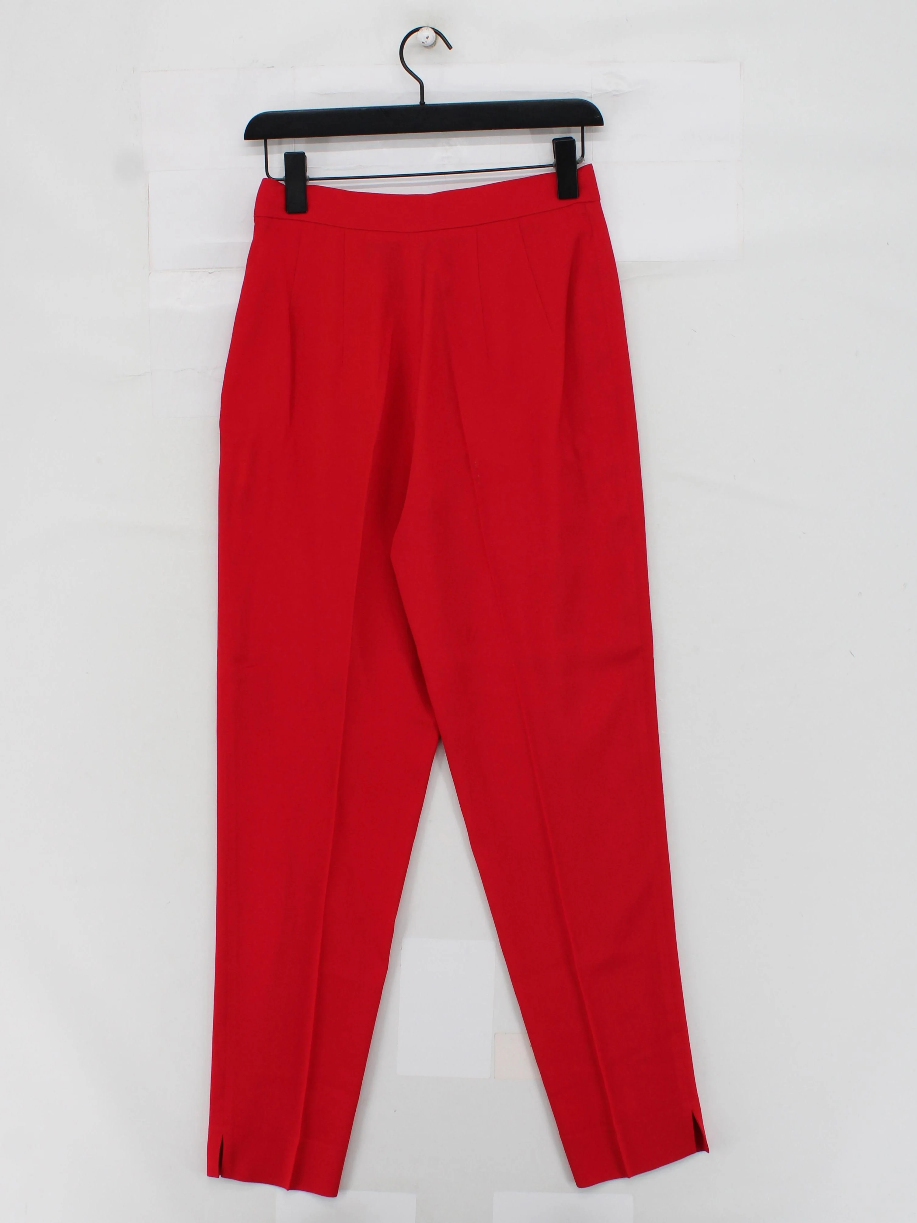 Moschino Women's Suit Trousers UK 12 Red Acetate with Rayon Tapered Dress Pants - Image 2