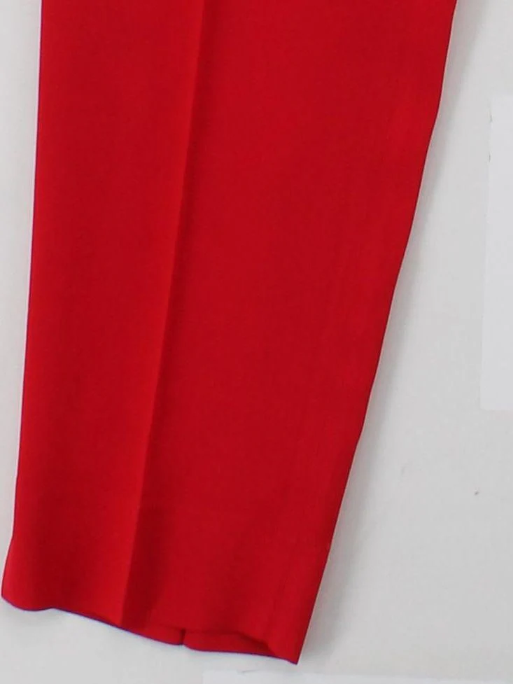 Moschino Women's Suit Trousers UK 12 Red Acetate with Rayon Tapered Dress Pants - Image 4