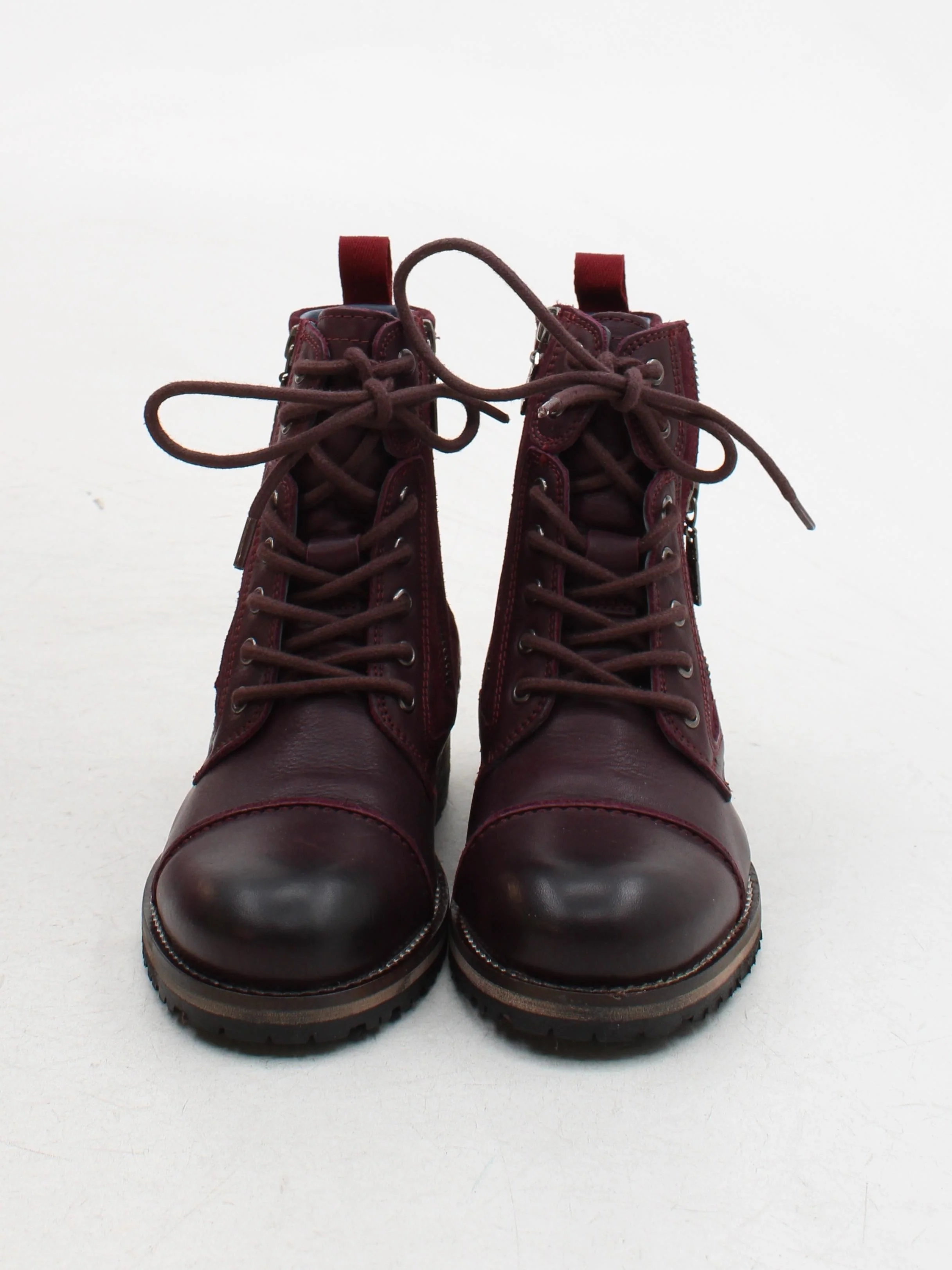 Moshulu Women's Boots UK 4 Red Leather with Suede Combat - Image 2