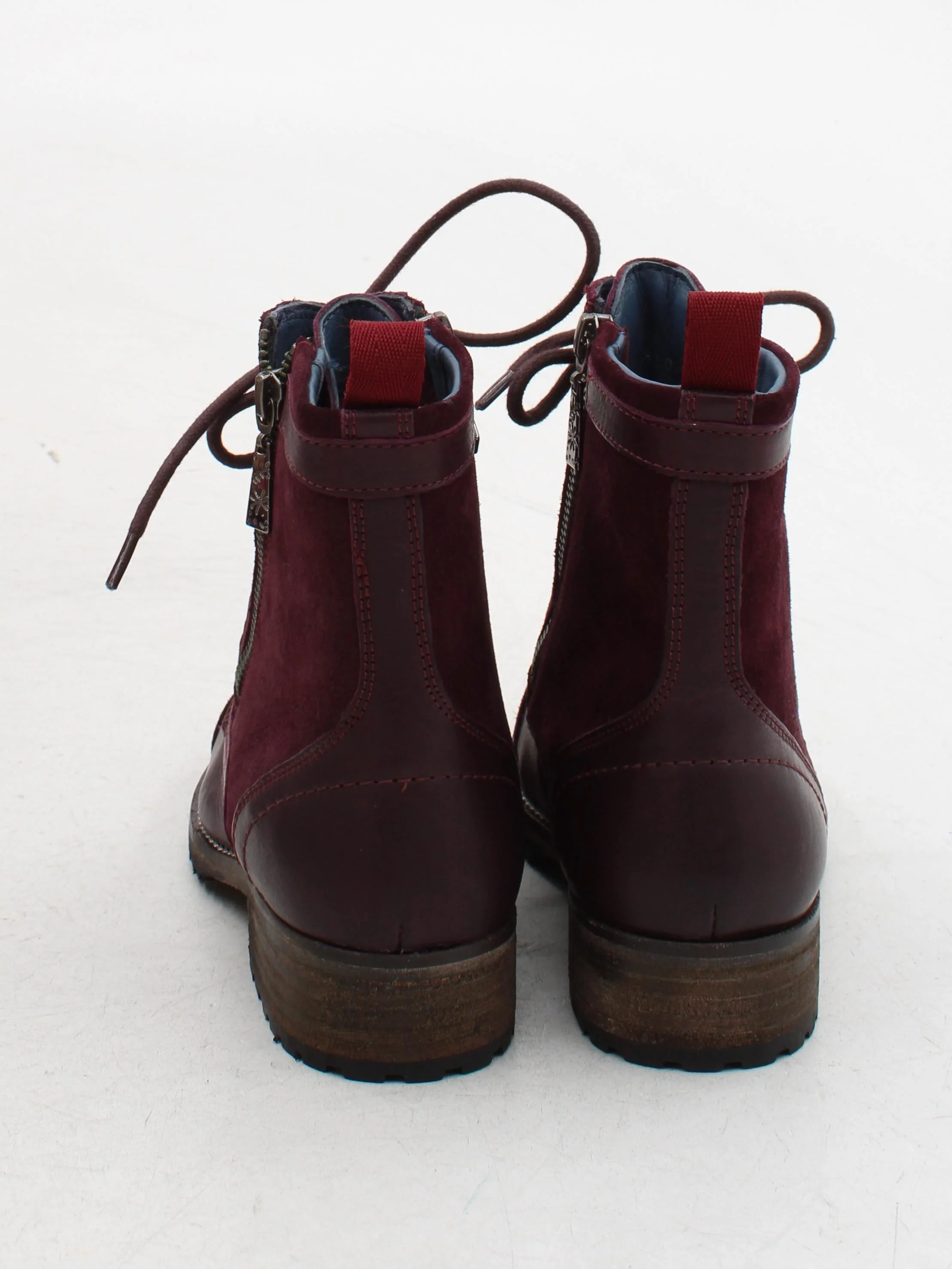 Moshulu Women's Boots UK 4 Red Leather with Suede Combat - Image 3