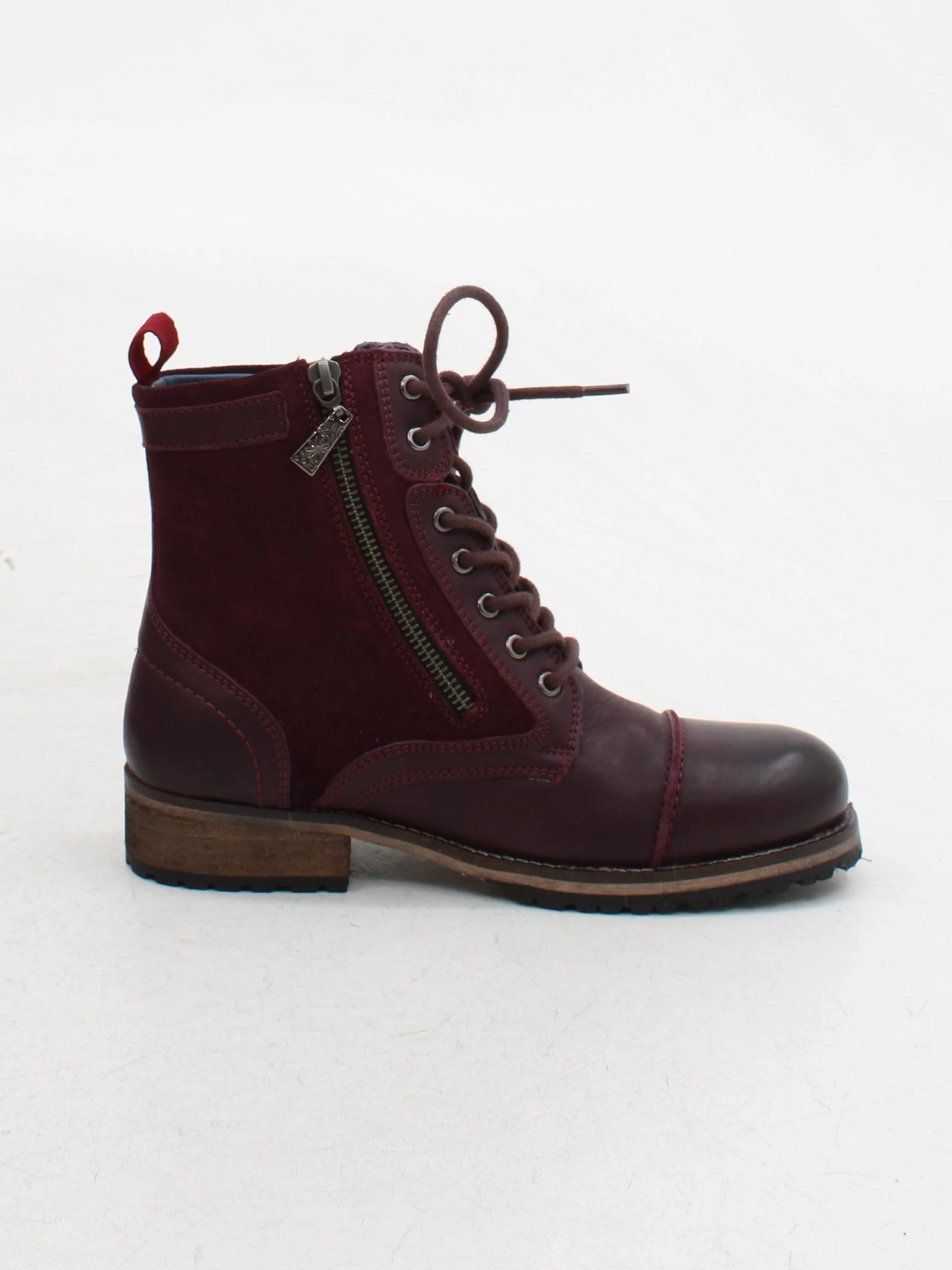 Moshulu Women's Boots UK 4 Red Leather with Suede Combat - Image 5