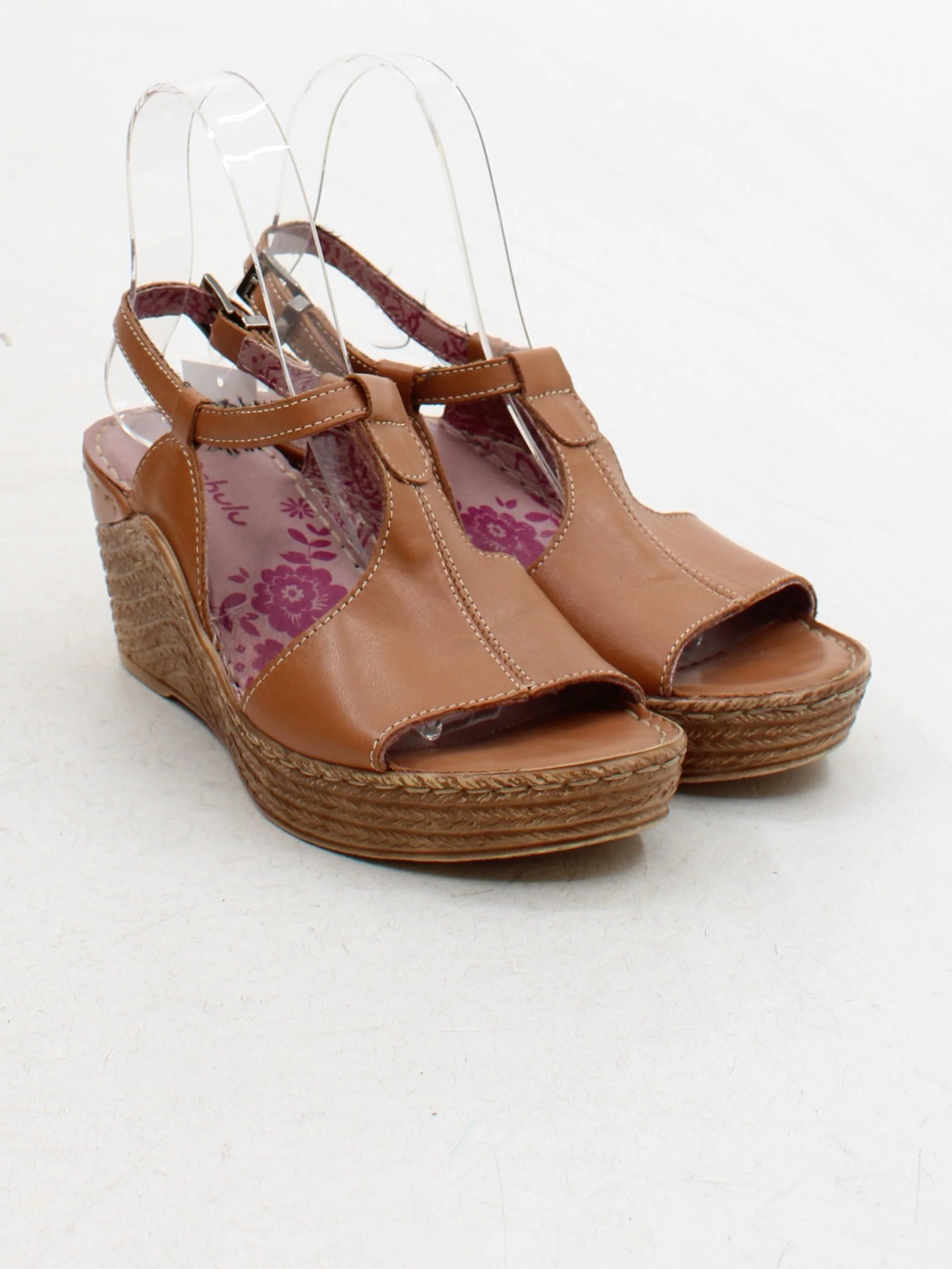 Moshulu Women's Sandals UK 4 Tan Floral 100% Leather Espadrille - Image 4