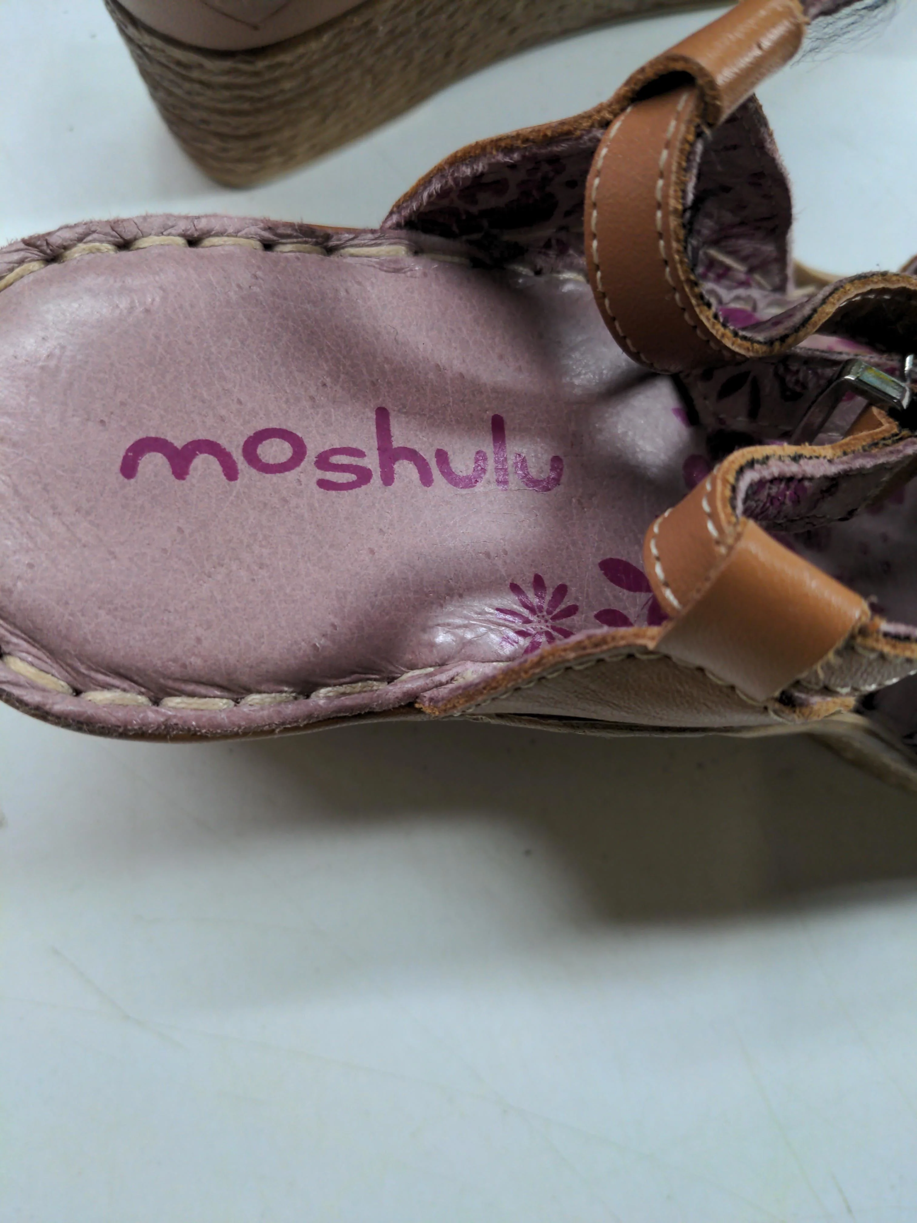 Moshulu Women's Sandals UK 4 Tan Floral 100% Leather Espadrille - Image 8